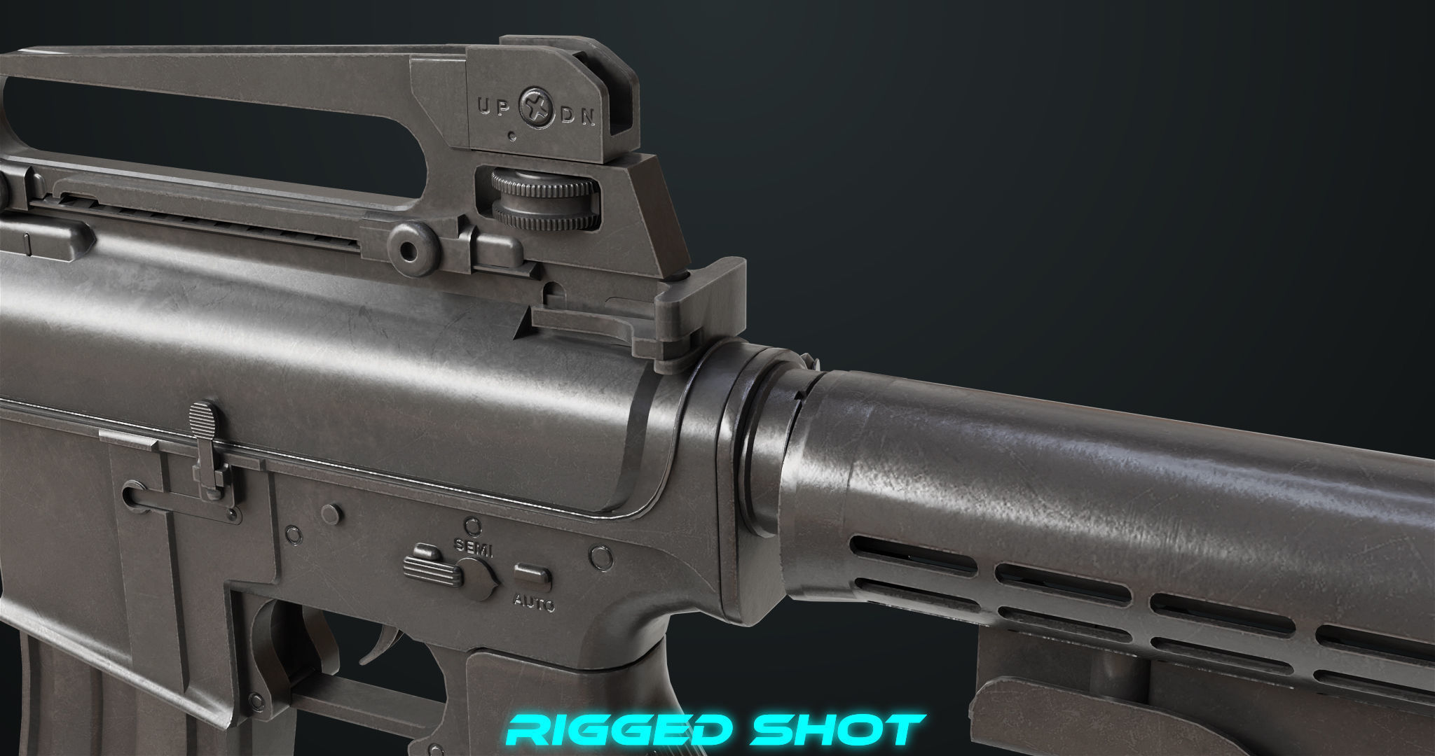 Machine Gun 09 Black All PBR Unity UE Textures Low-poly 3D model_17
