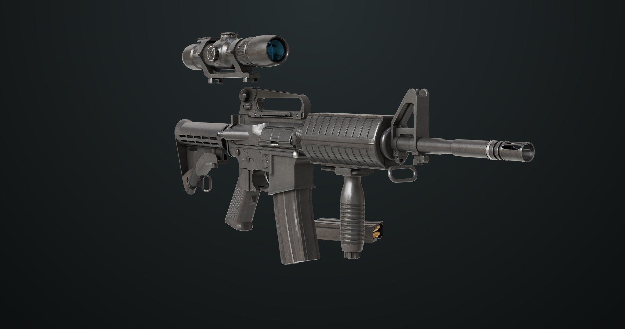 Machine Gun 09 Black All PBR Unity UE Textures Low-poly 3D model_5