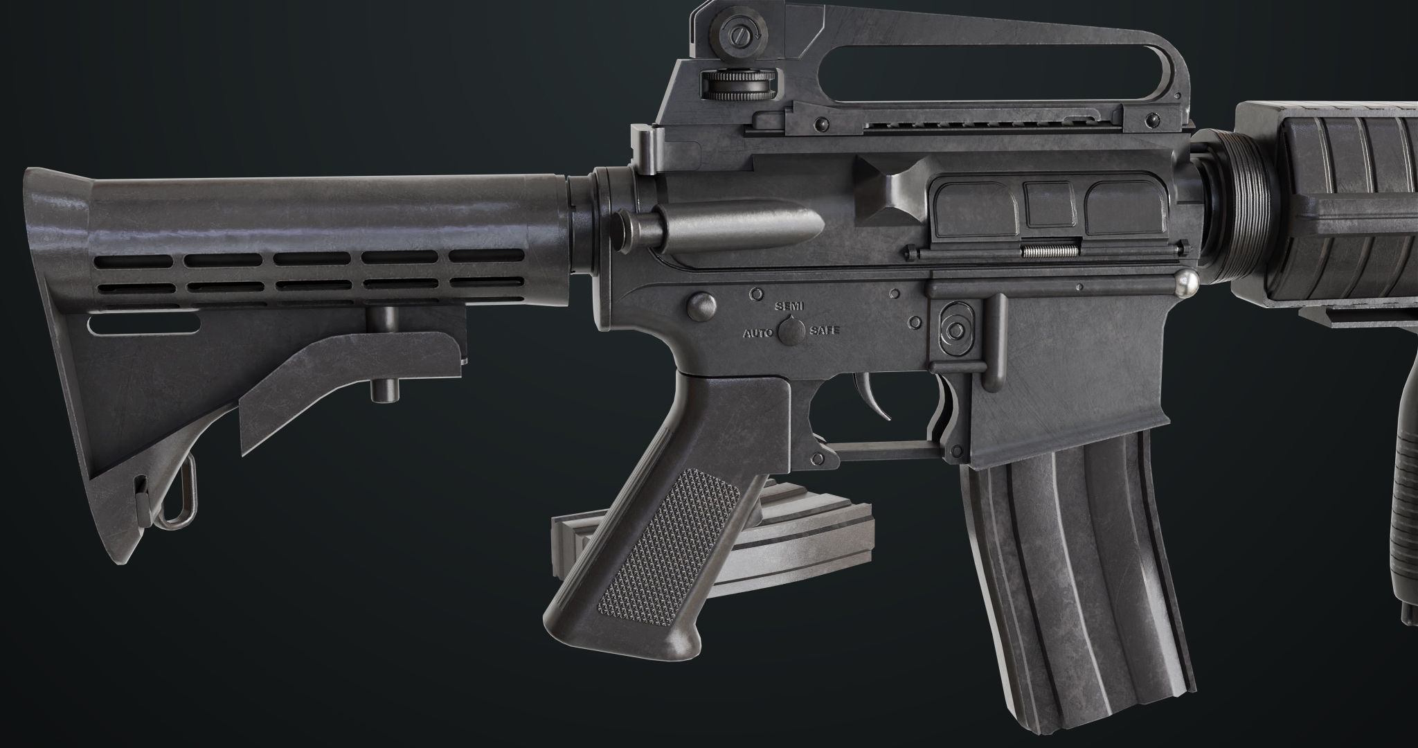 Machine Gun 09 Black All PBR Unity UE Textures Low-poly 3D model_13