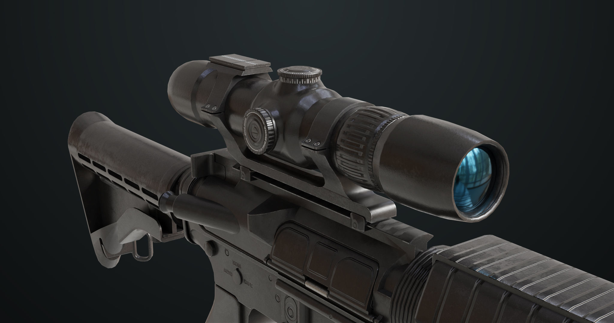 Machine Gun 09 Black All PBR Unity UE Textures Low-poly 3D model_34