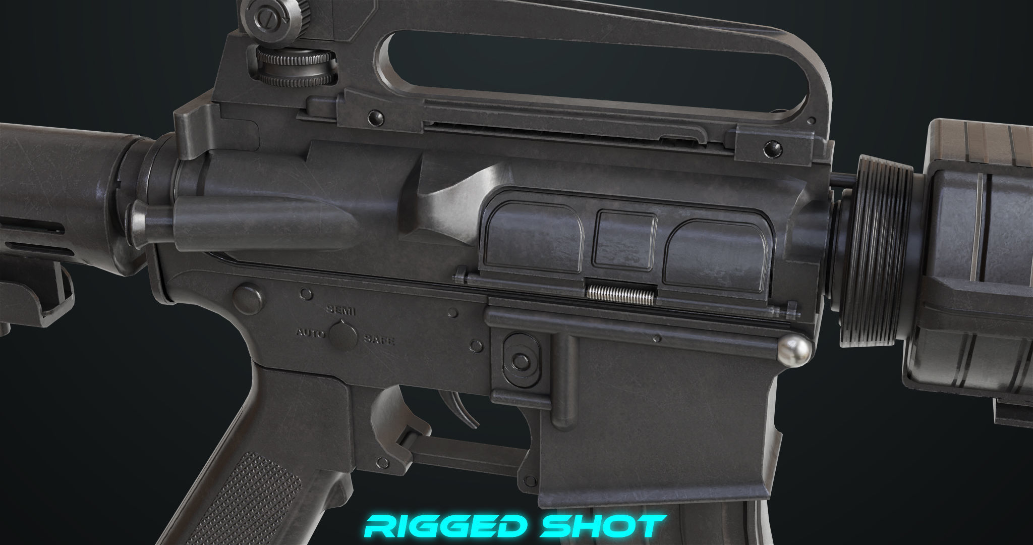 Machine Gun 09 Black All PBR Unity UE Textures Low-poly 3D model_27