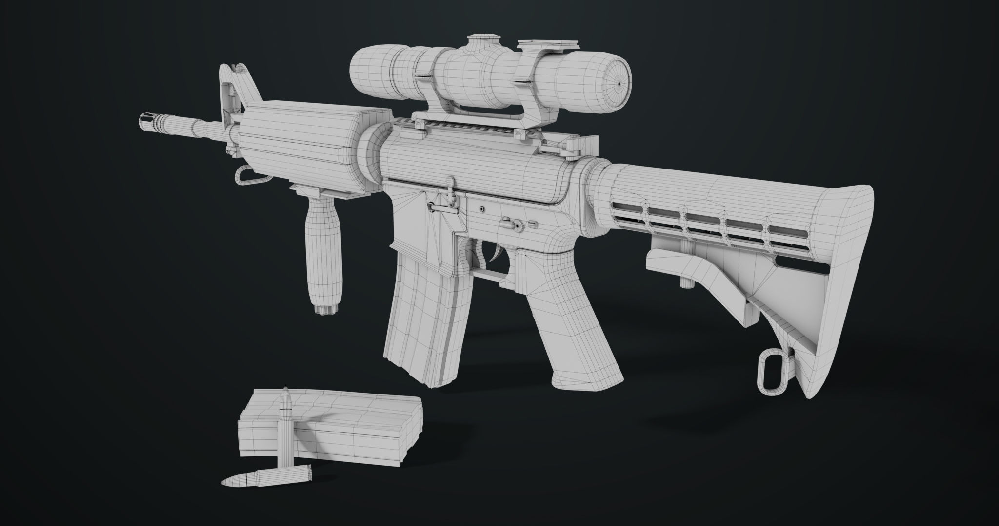 Machine Gun 09 Black All PBR Unity UE Textures Low-poly 3D model_42
