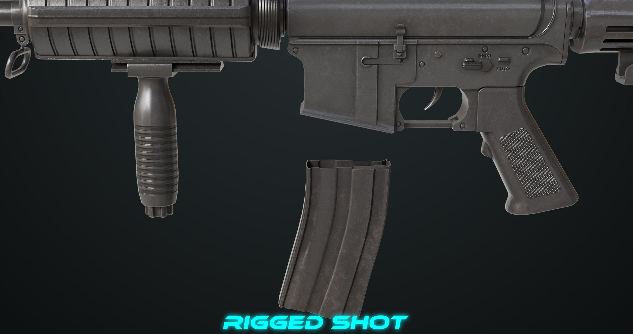 Machine Gun 09 Black All PBR Unity UE Textures Low-poly 3D model_25