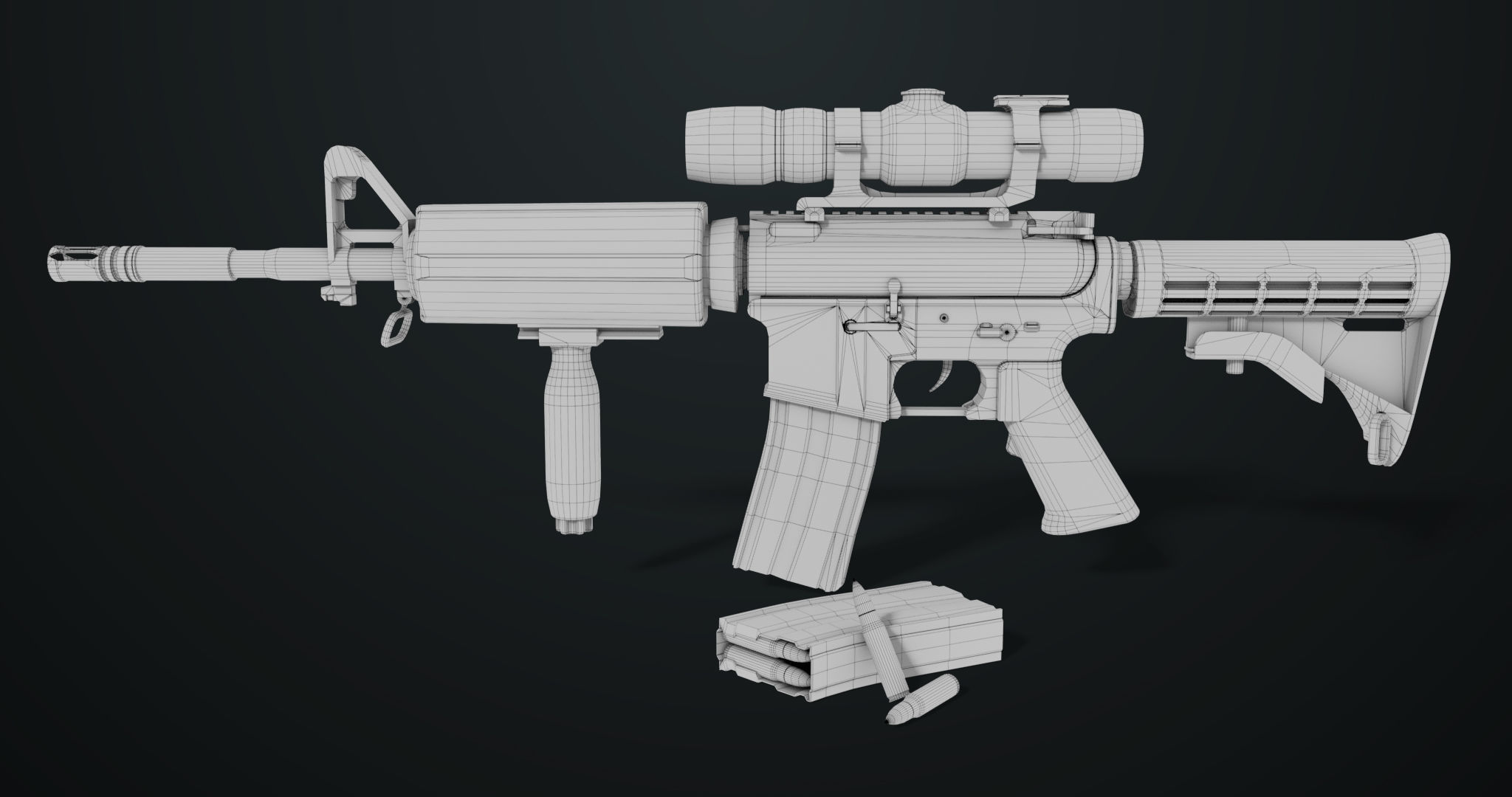 Machine Gun 09 Black All PBR Unity UE Textures Low-poly 3D model_36