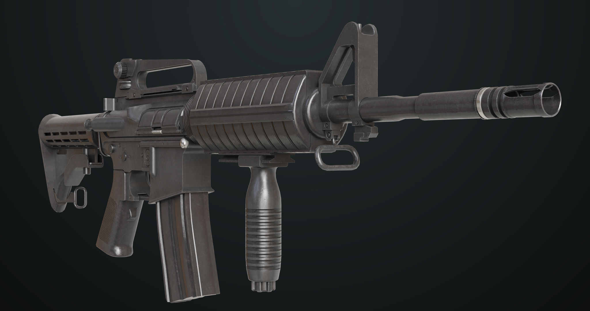 Machine Gun 09 Black All PBR Unity UE Textures Low-poly 3D model_30