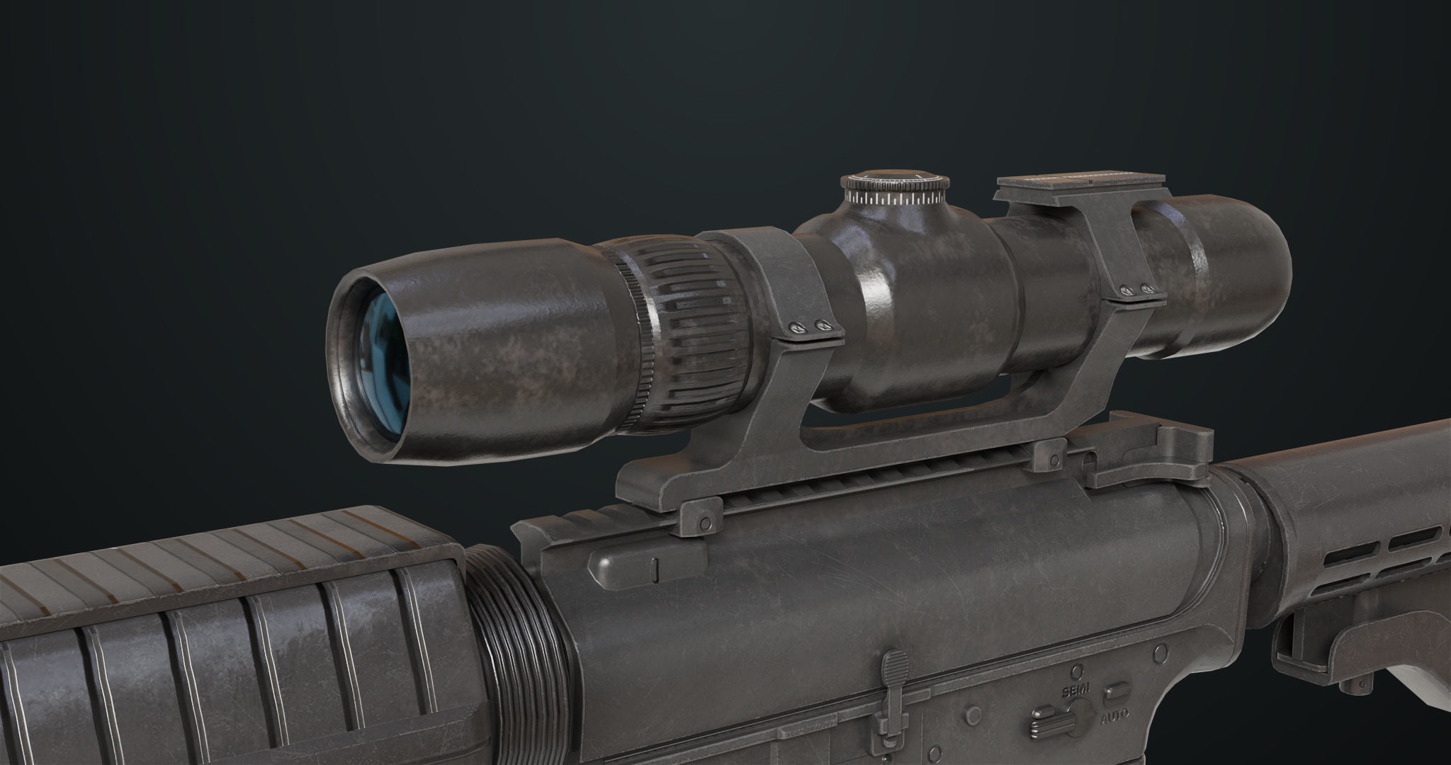 Machine Gun 09 Black All PBR Unity UE Textures Low-poly 3D model_33