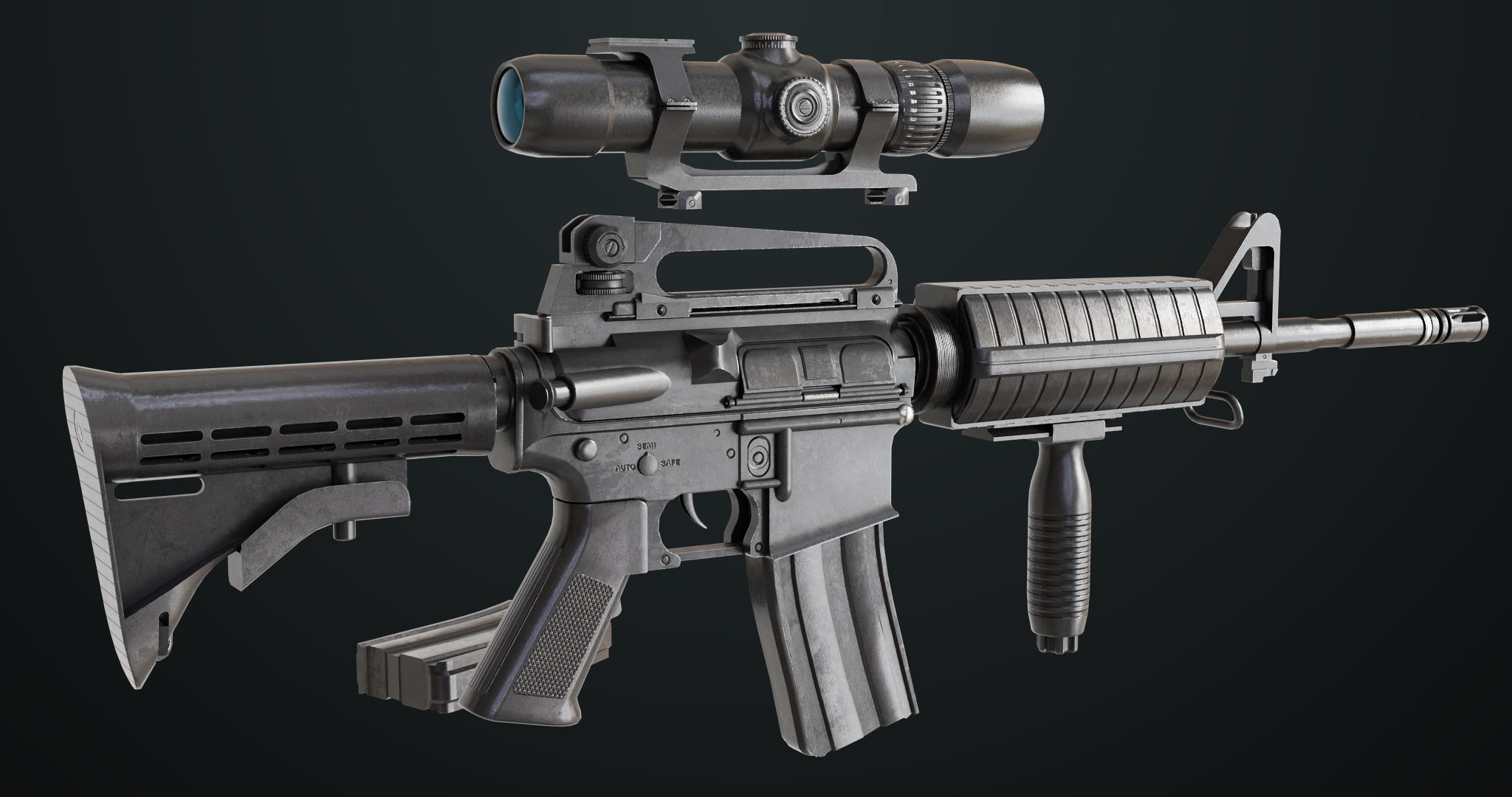 Machine Gun 09 Black All PBR Unity UE Textures Low-poly 3D model_11