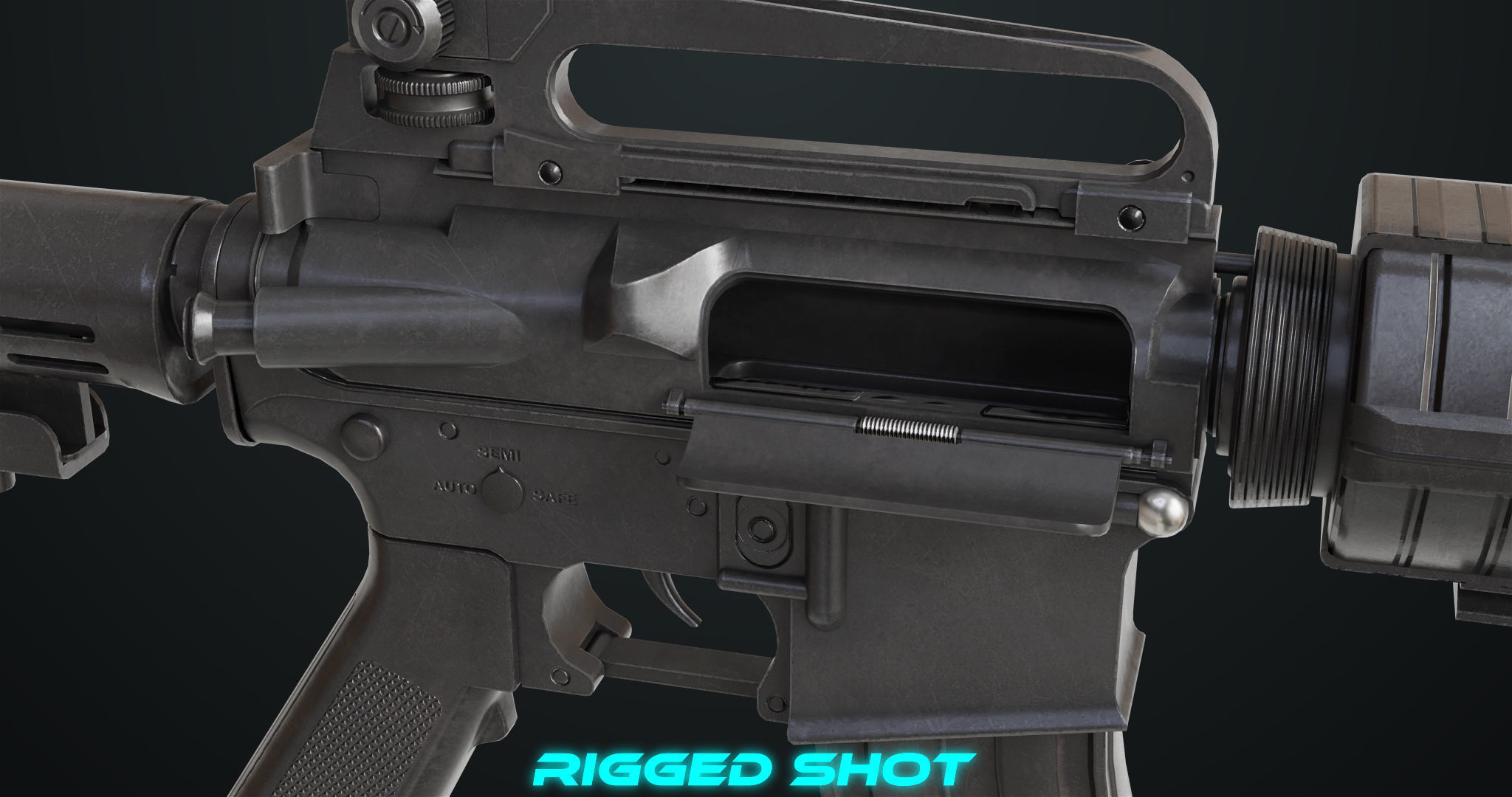 Machine Gun 09 Black All PBR Unity UE Textures Low-poly 3D model_28