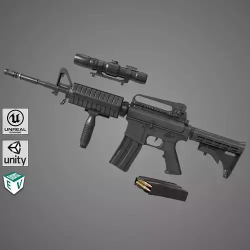 Machine Gun 09 Black All PBR Unity UE Textures Low-poly 3D model