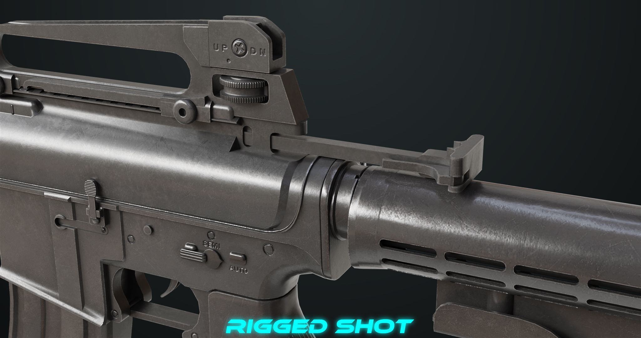 Machine Gun 09 Black All PBR Unity UE Textures Low-poly 3D model_4