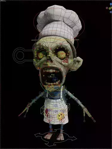 Chef Zombie Rigs Low-poly 3D model