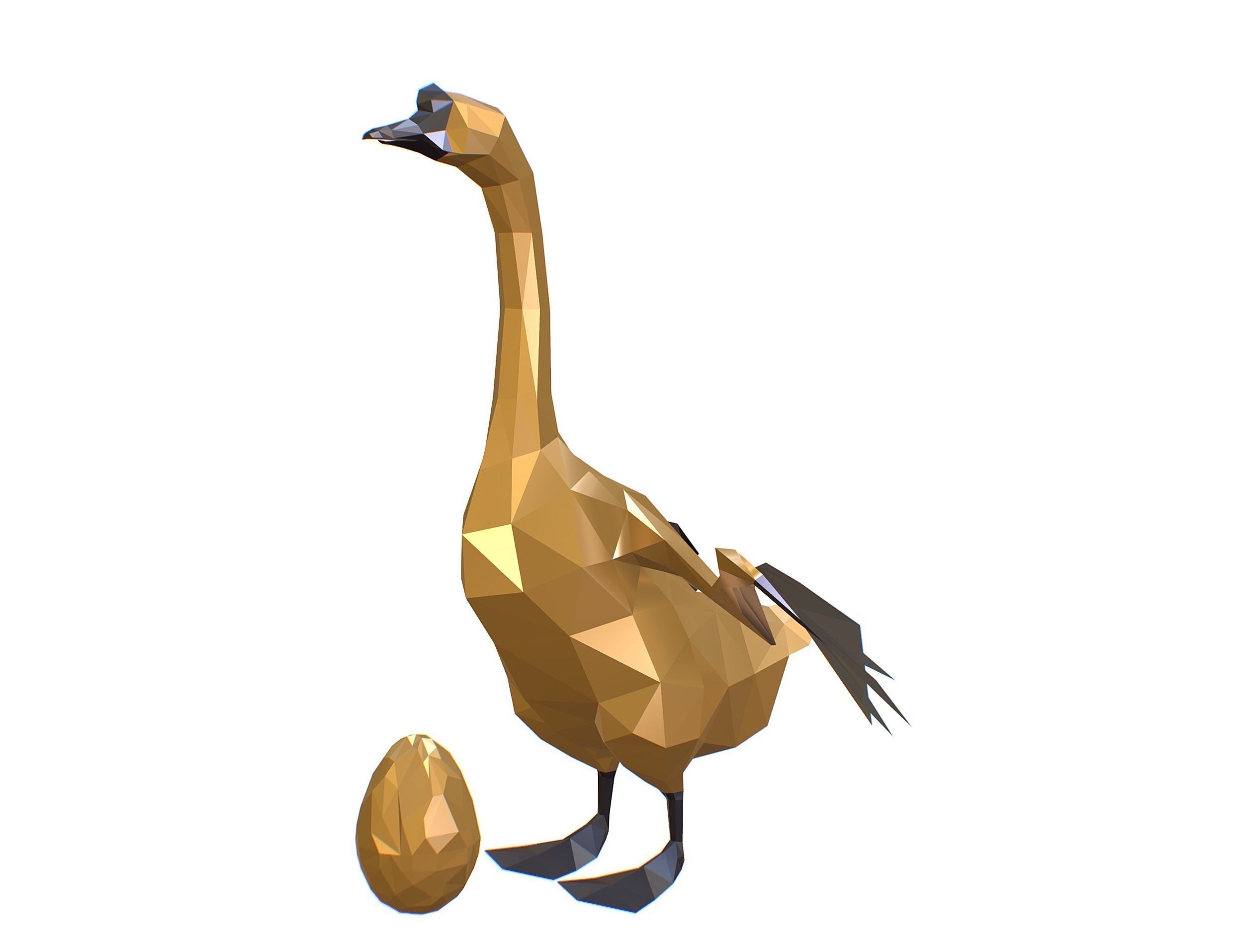 Animated Golden Goose Egg Lowpoly Art Style Low-poly 3D model_1