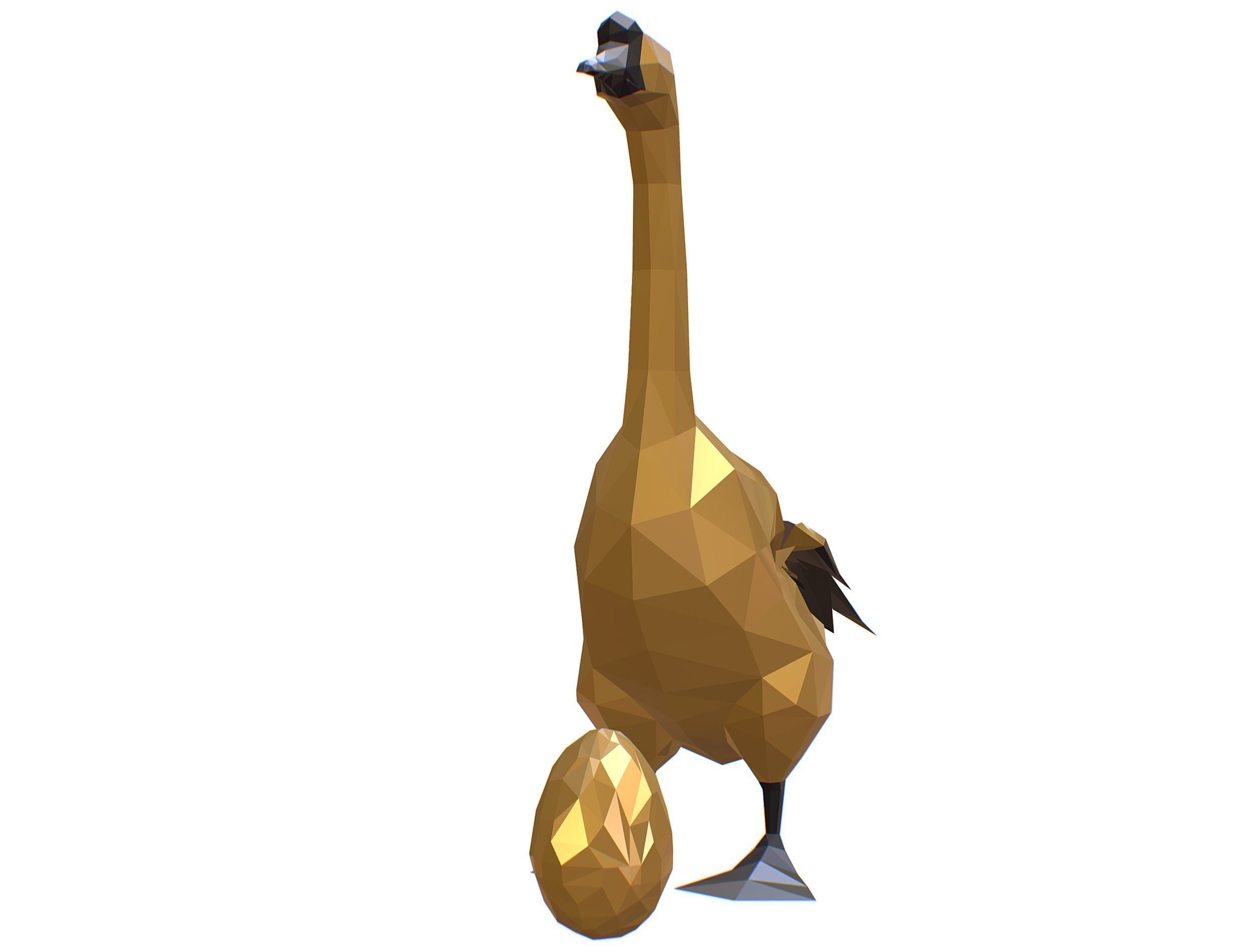 Animated Golden Goose Egg Lowpoly Art Style Low-poly 3D model_22