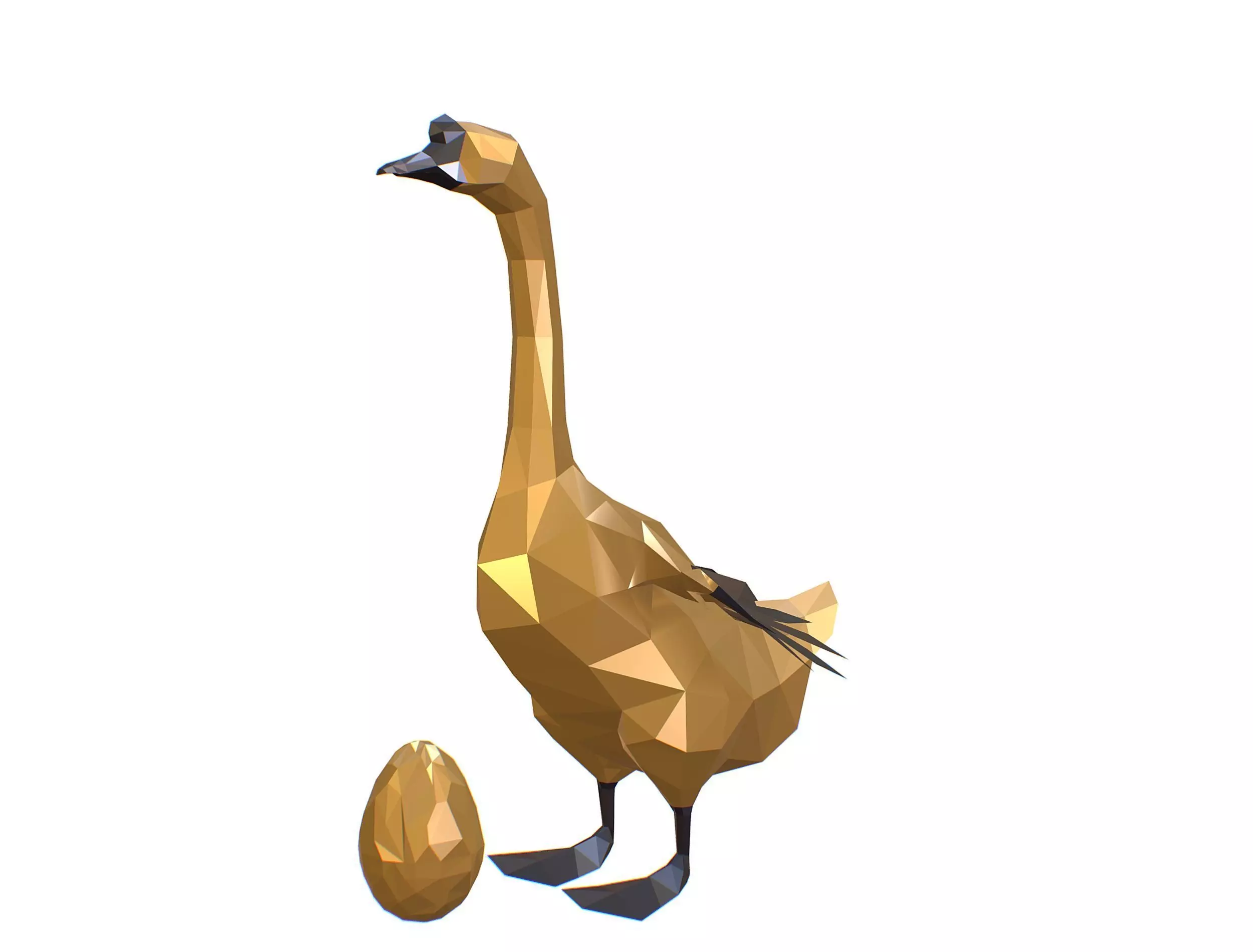 Animated Golden Goose Egg Lowpoly Art Style Low-poly 3D model_0