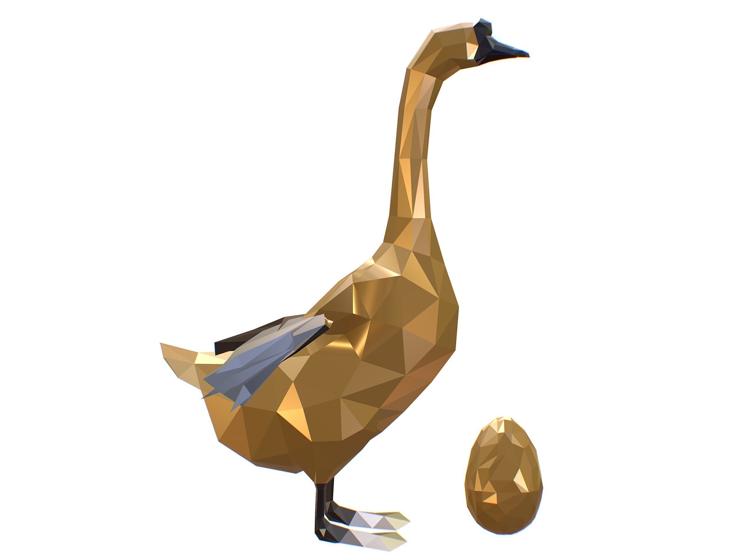 Animated Golden Goose Egg Lowpoly Art Style Low-poly 3D model_37