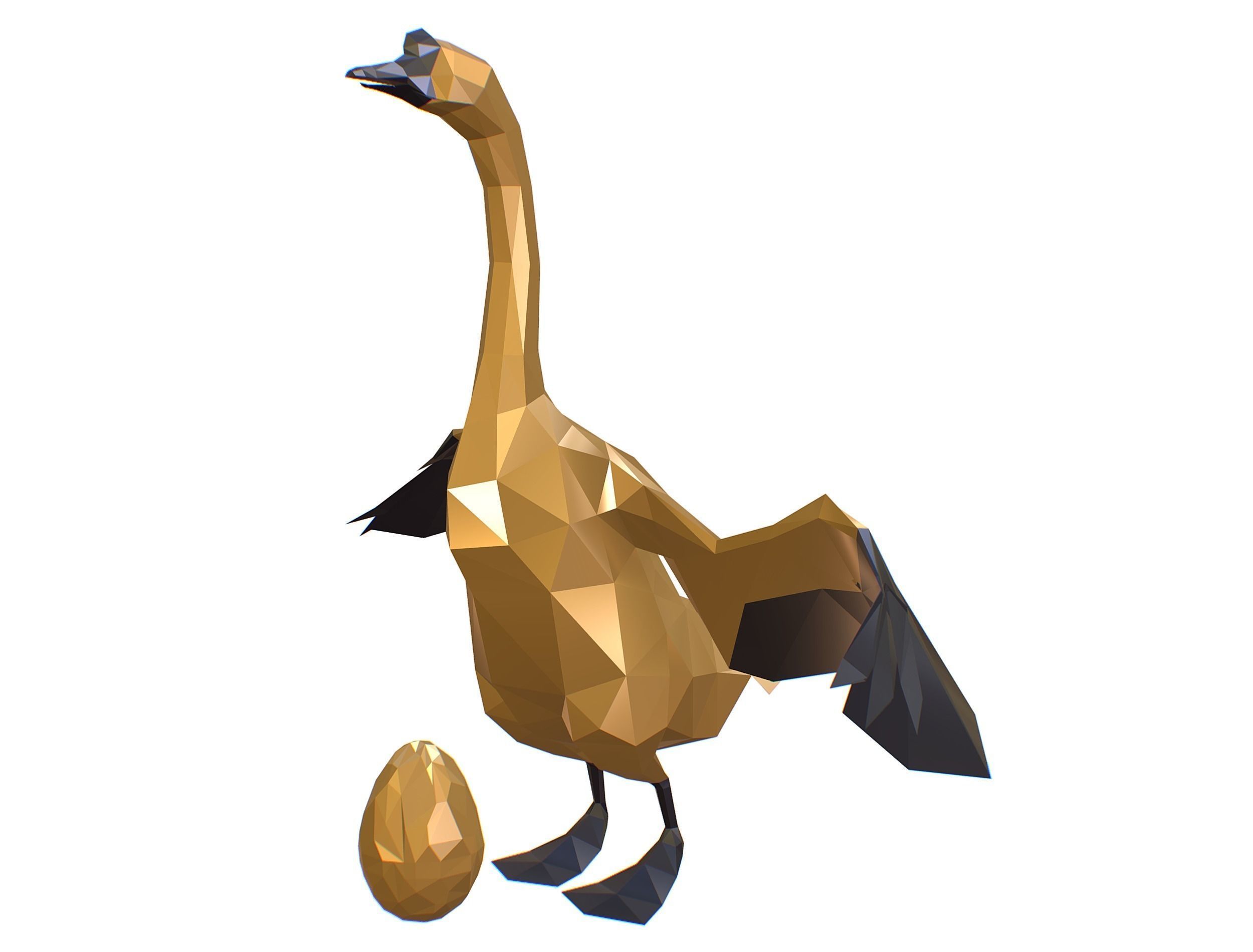 Animated Golden Goose Egg Lowpoly Art Style Low-poly 3D model_2