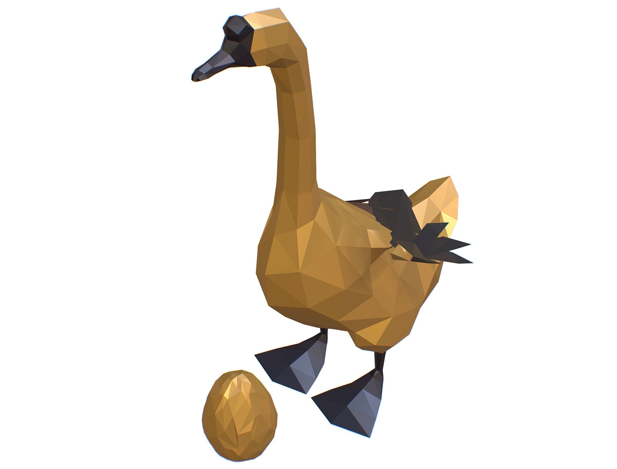 Animated Golden Goose Egg Lowpoly Art Style Low-poly 3D model_39