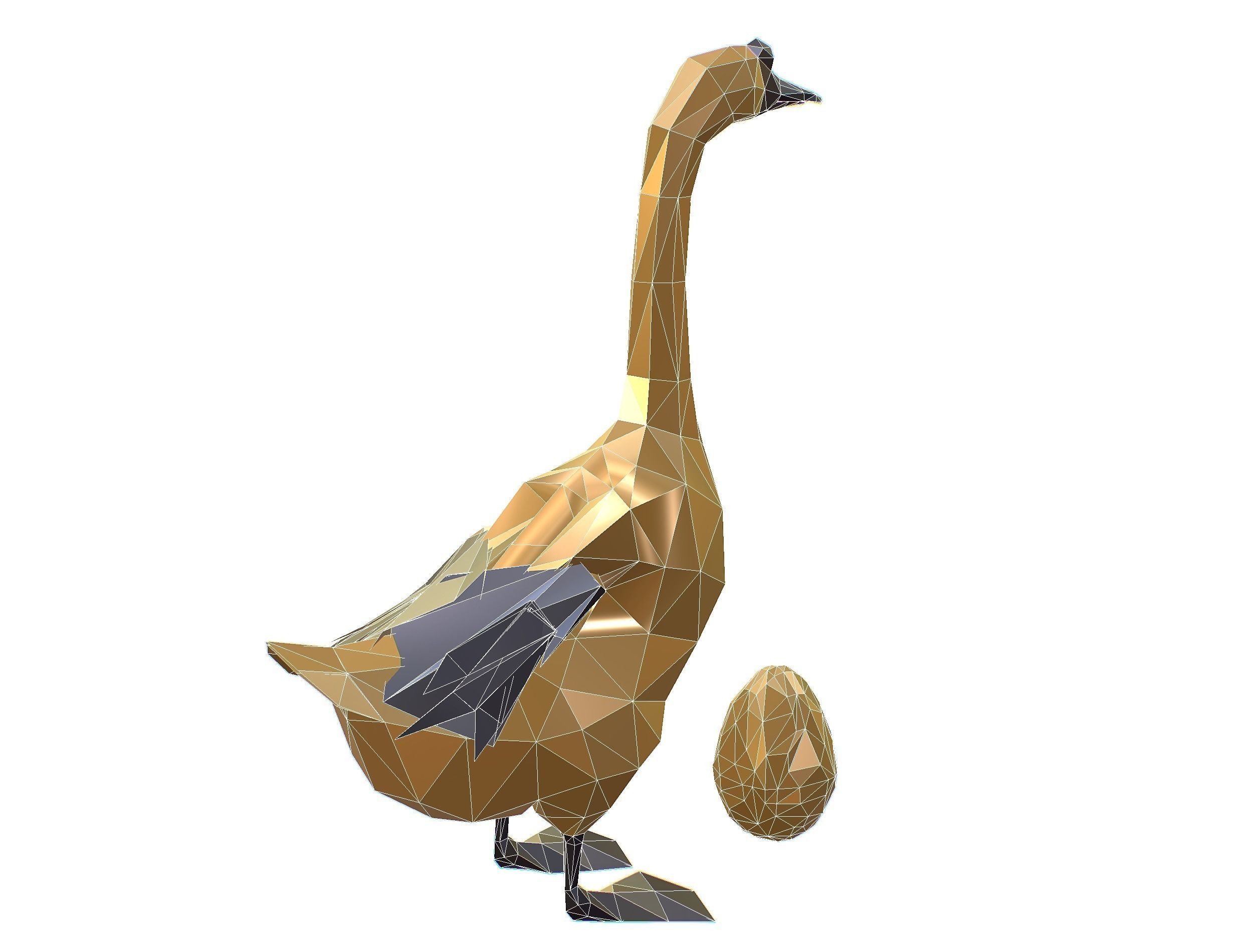Animated Golden Goose Egg Lowpoly Art Style Low-poly 3D model_45