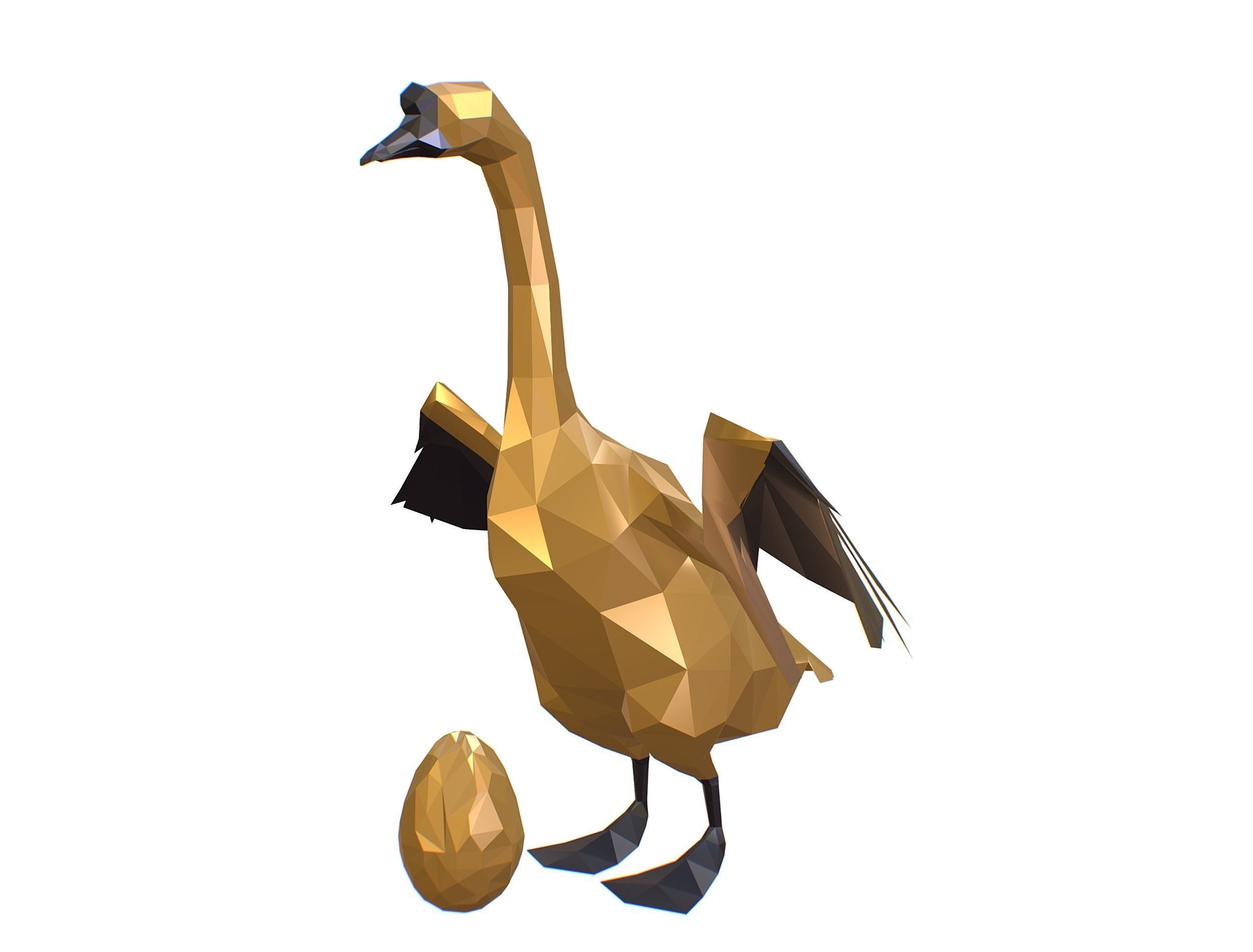Animated Golden Goose Egg Lowpoly Art Style Low-poly 3D model_18