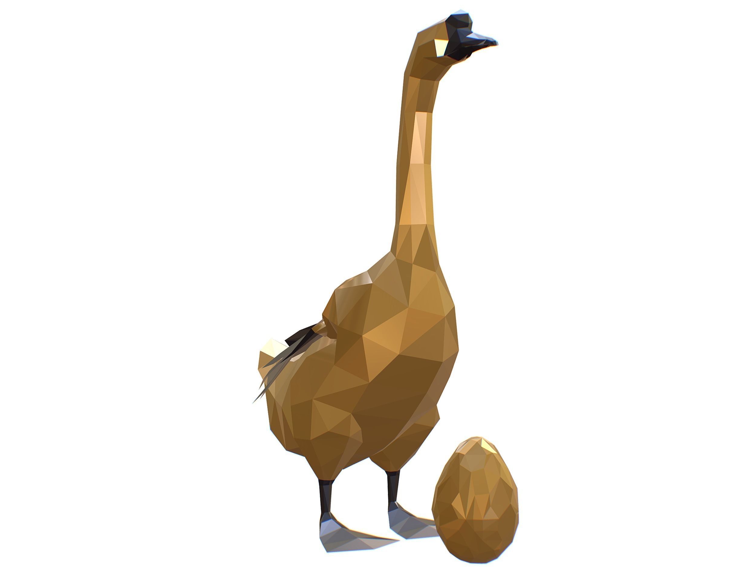 Animated Golden Goose Egg Lowpoly Art Style Low-poly 3D model_25