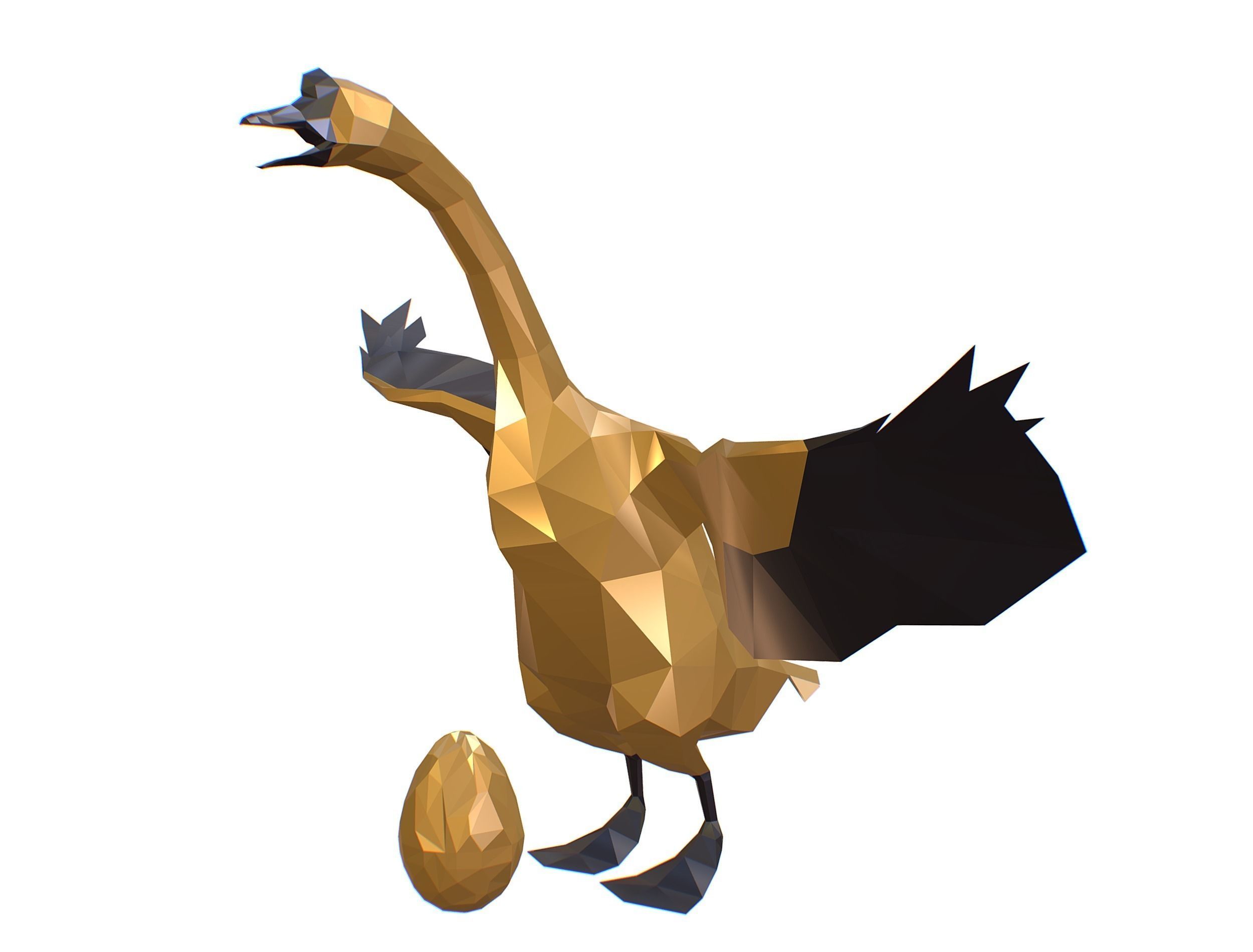 Animated Golden Goose Egg Lowpoly Art Style Low-poly 3D model_8