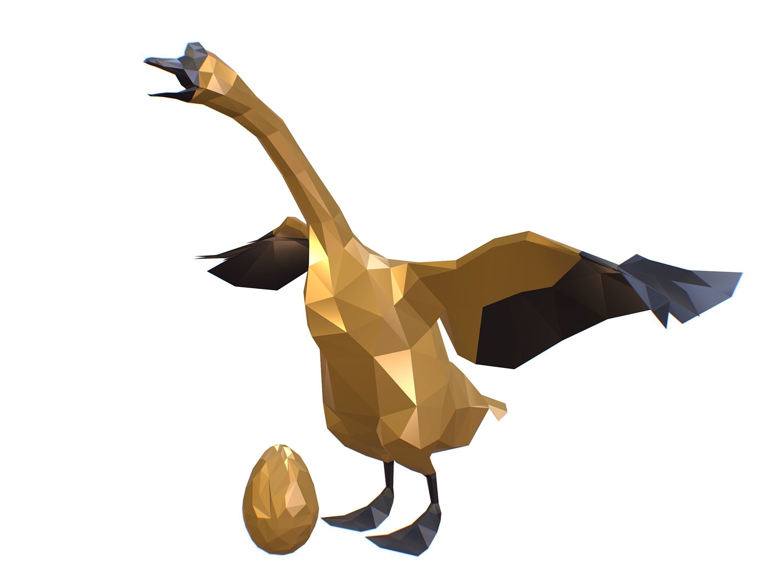 Animated Golden Goose Egg Lowpoly Art Style Low-poly 3D model_7