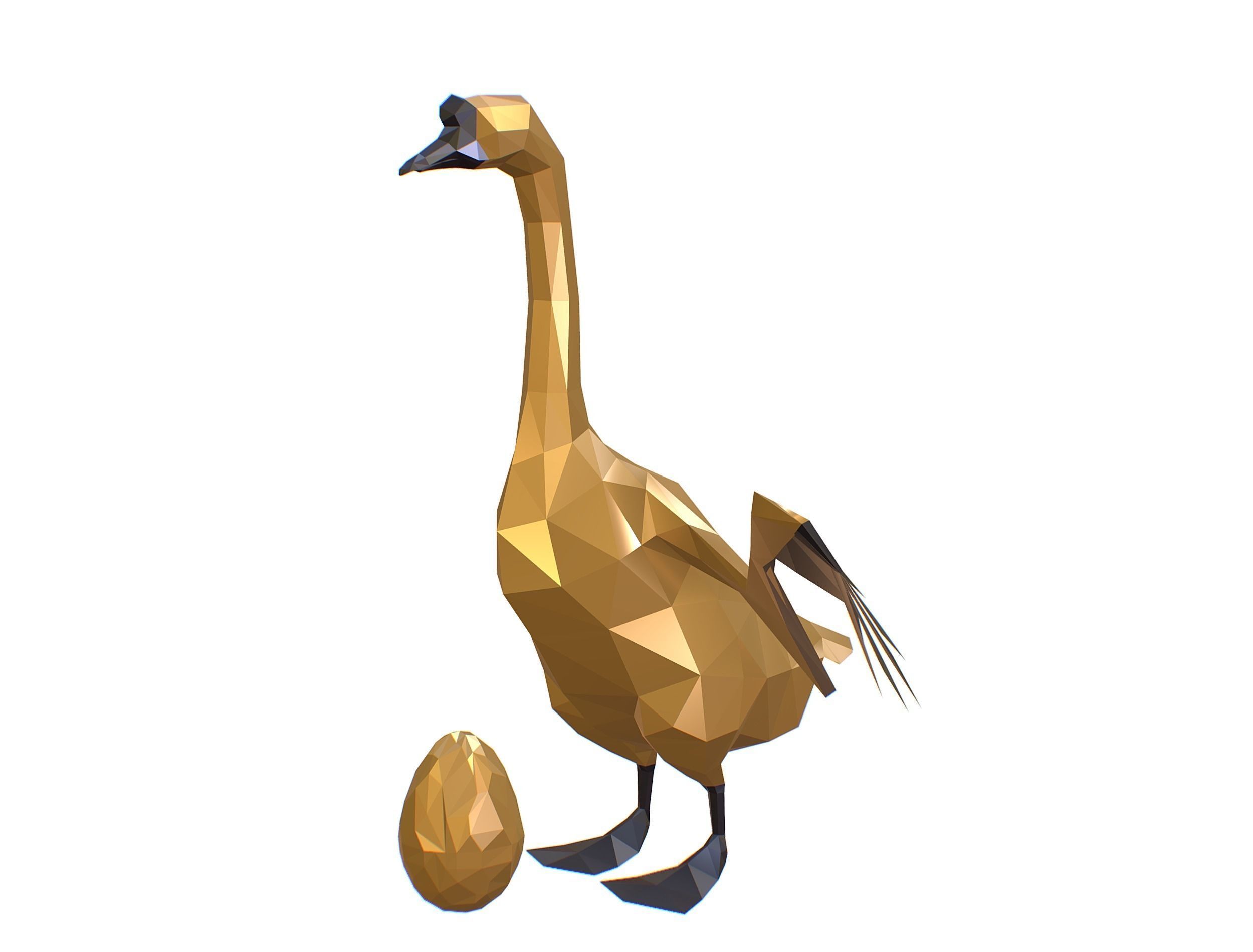 Animated Golden Goose Egg Lowpoly Art Style Low-poly 3D model_19