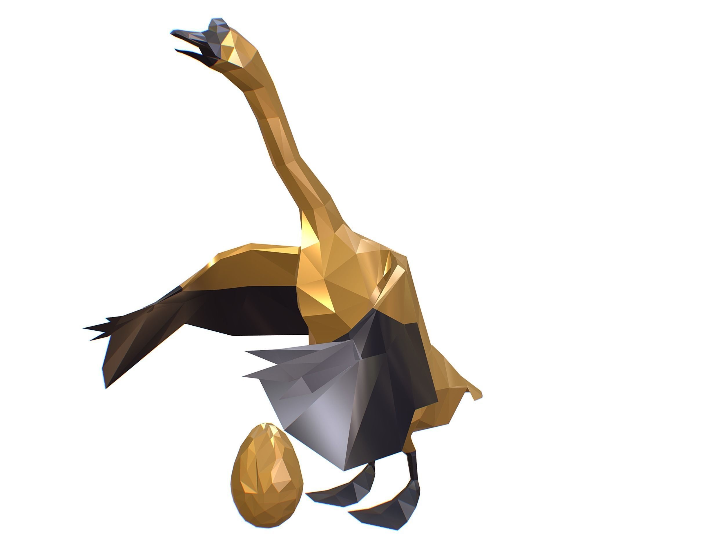Animated Golden Goose Egg Lowpoly Art Style Low-poly 3D model_13