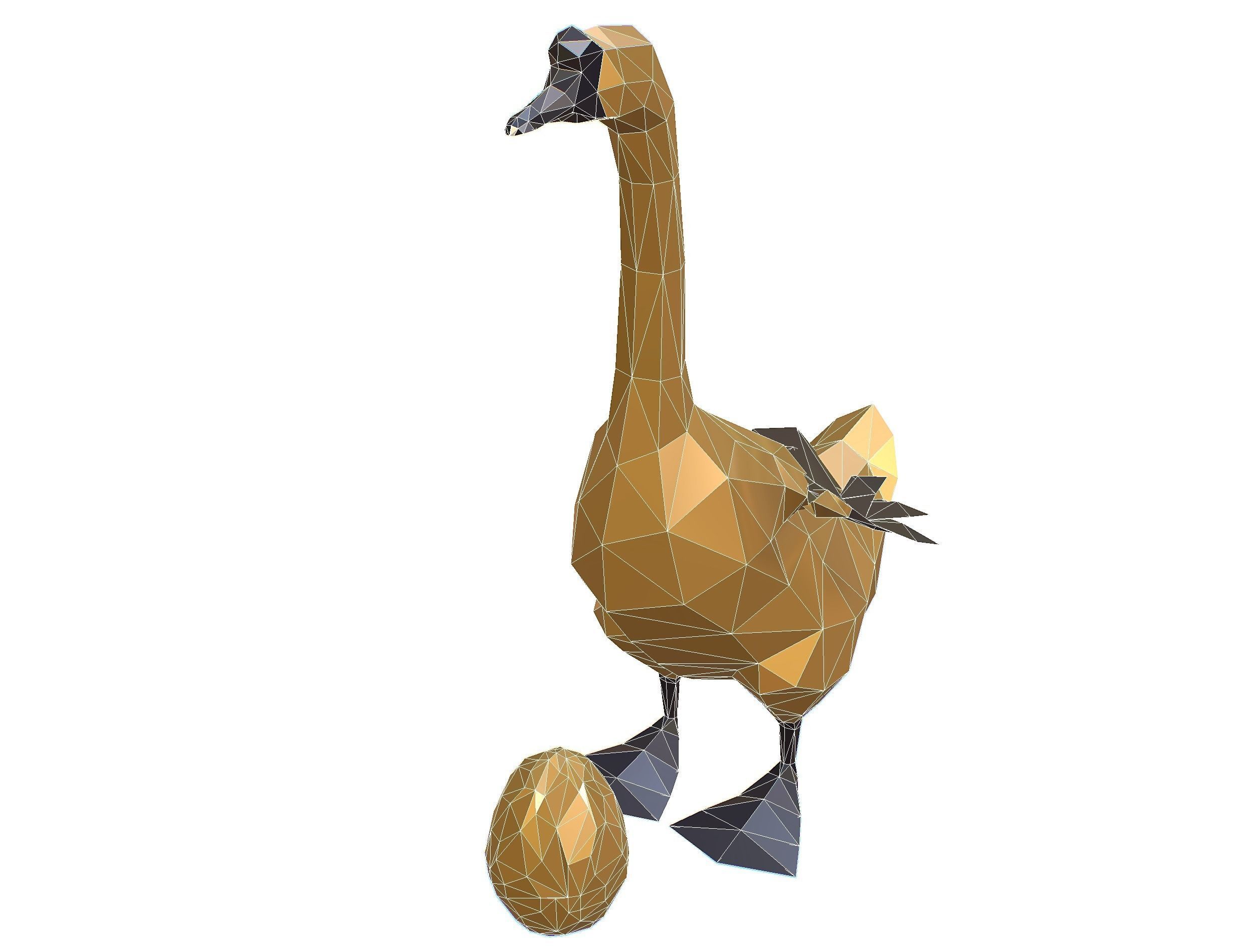 Animated Golden Goose Egg Lowpoly Art Style Low-poly 3D model_43