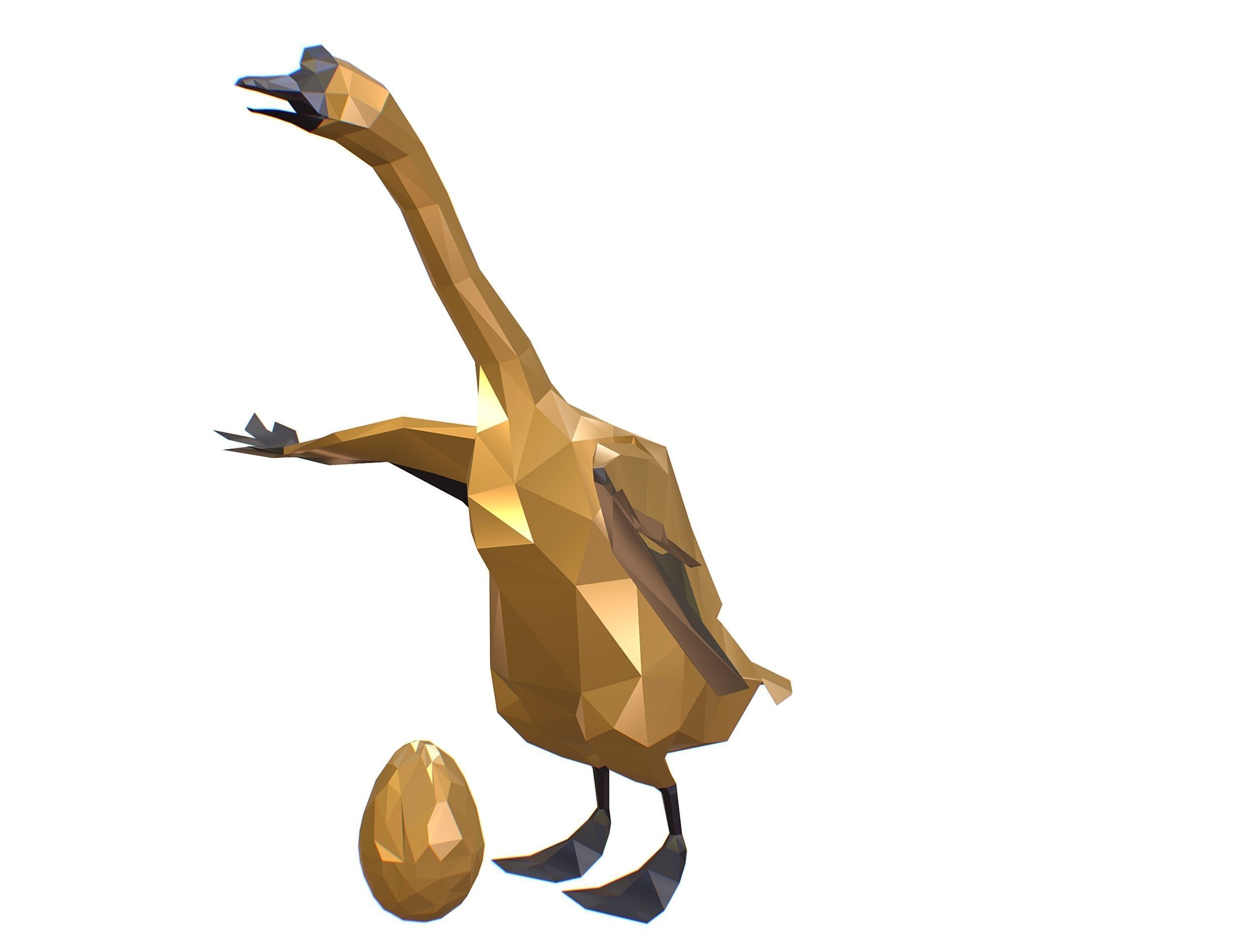 Animated Golden Goose Egg Lowpoly Art Style Low-poly 3D model_5