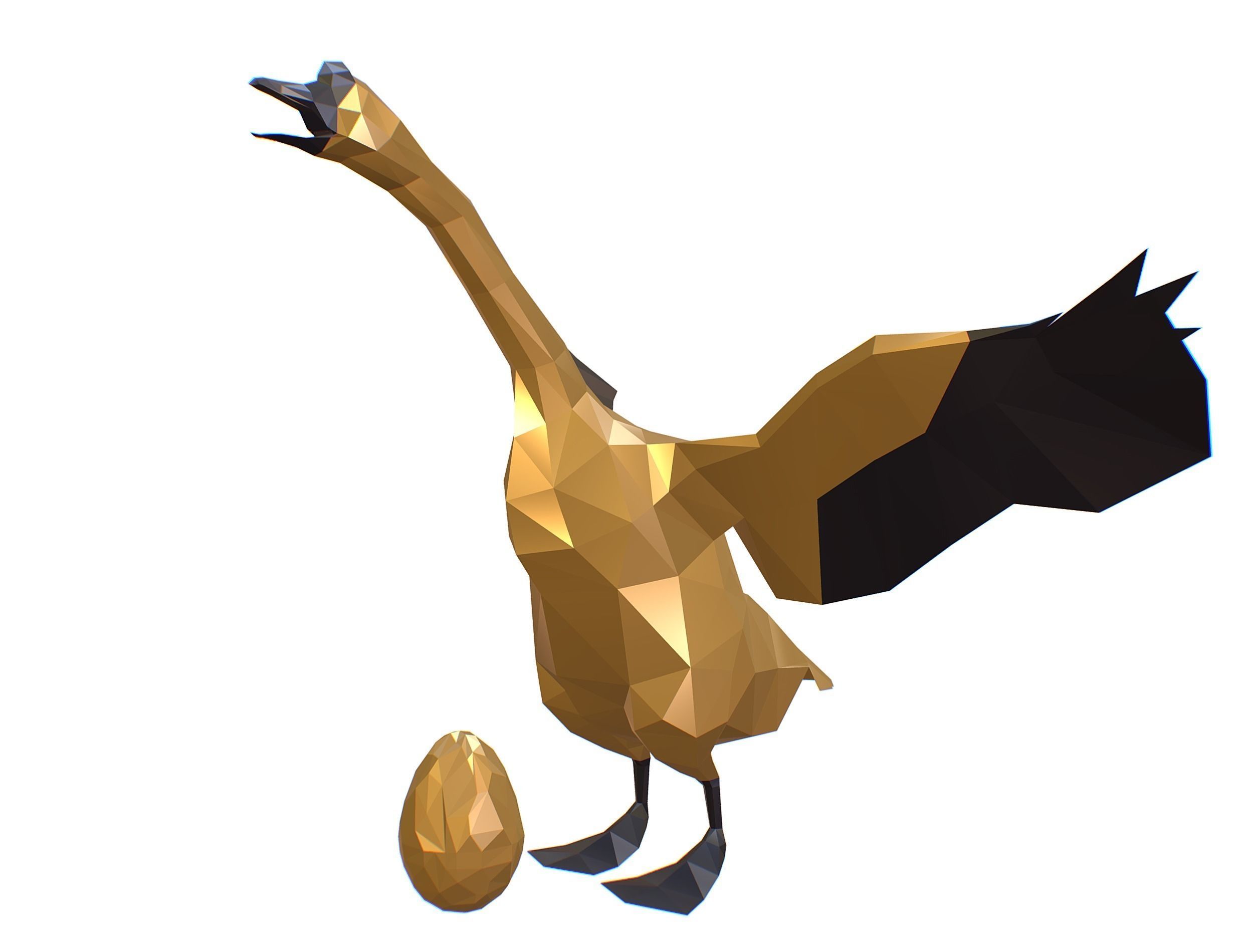 Animated Golden Goose Egg Lowpoly Art Style Low-poly 3D model_15