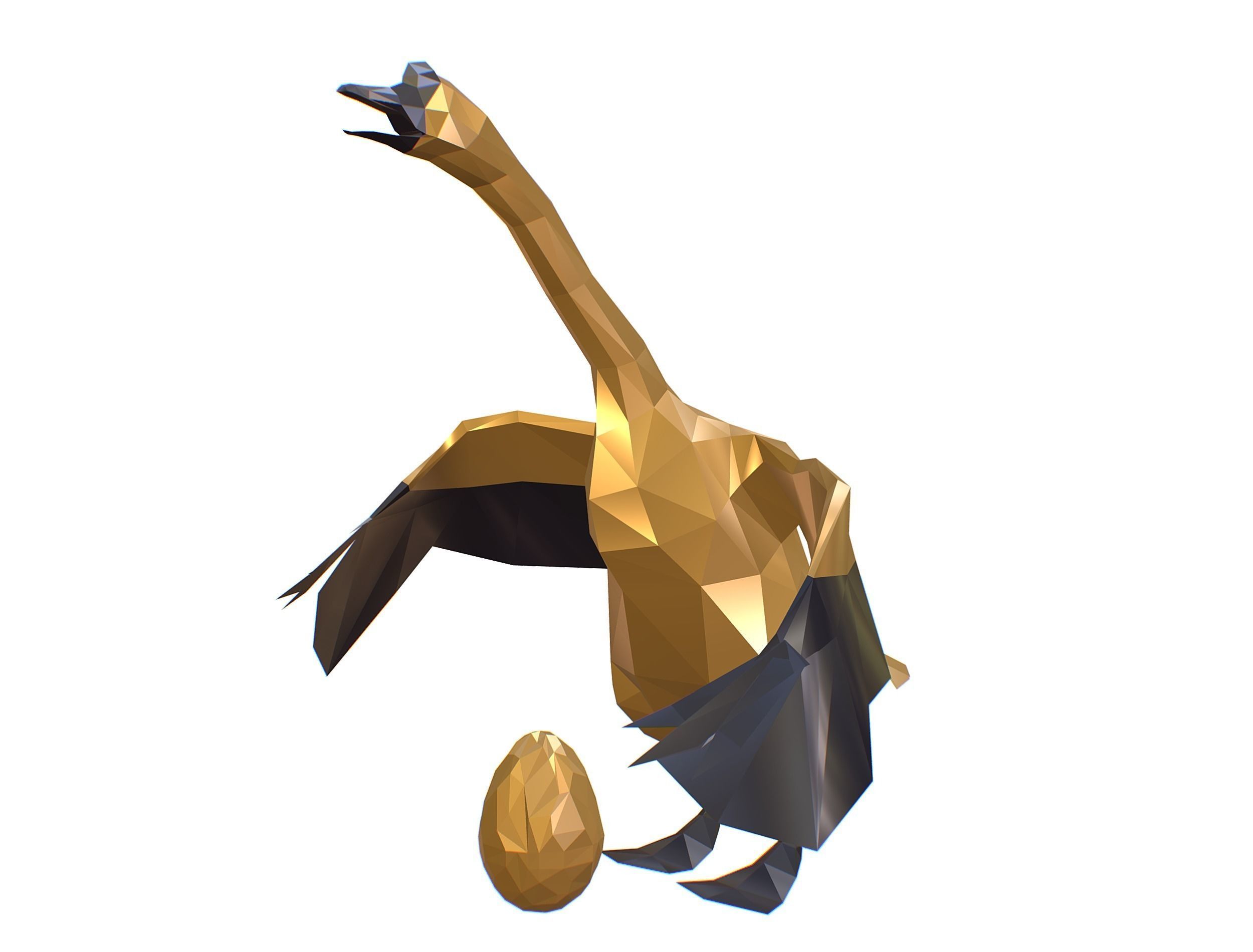 Animated Golden Goose Egg Lowpoly Art Style Low-poly 3D model_6