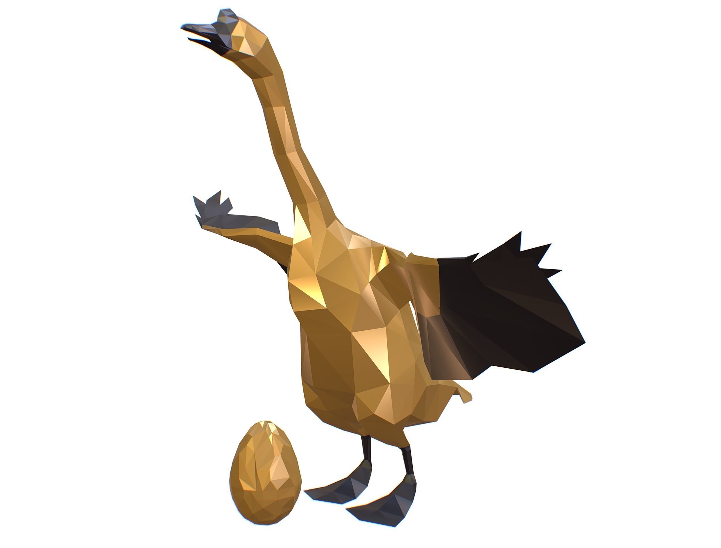 Animated Golden Goose Egg Lowpoly Art Style Low-poly 3D model_12