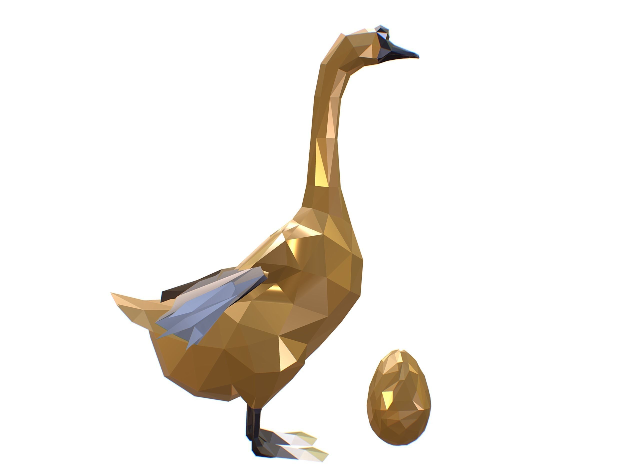 Animated Golden Goose Egg Lowpoly Art Style Low-poly 3D model_28