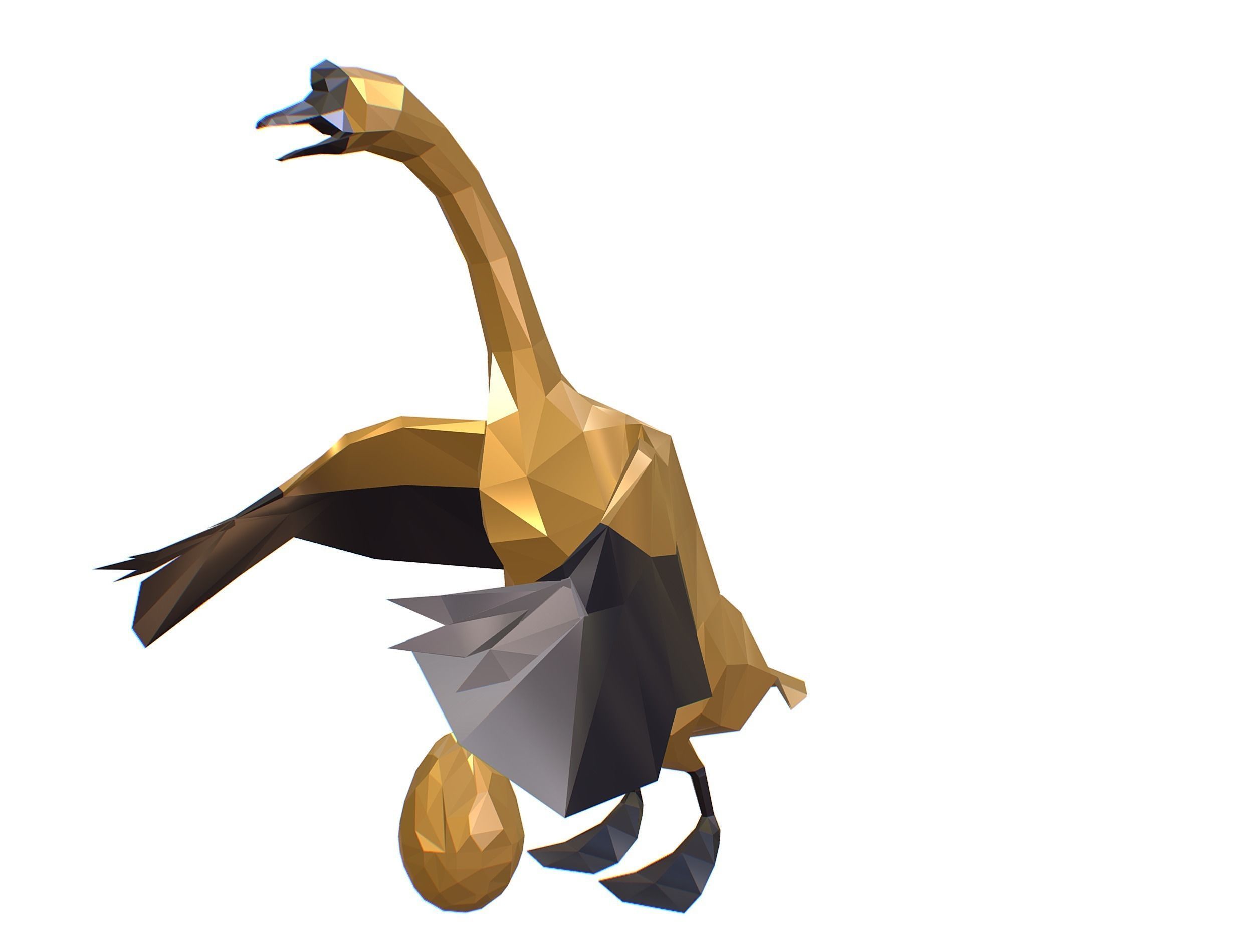 Animated Golden Goose Egg Lowpoly Art Style Low-poly 3D model_9