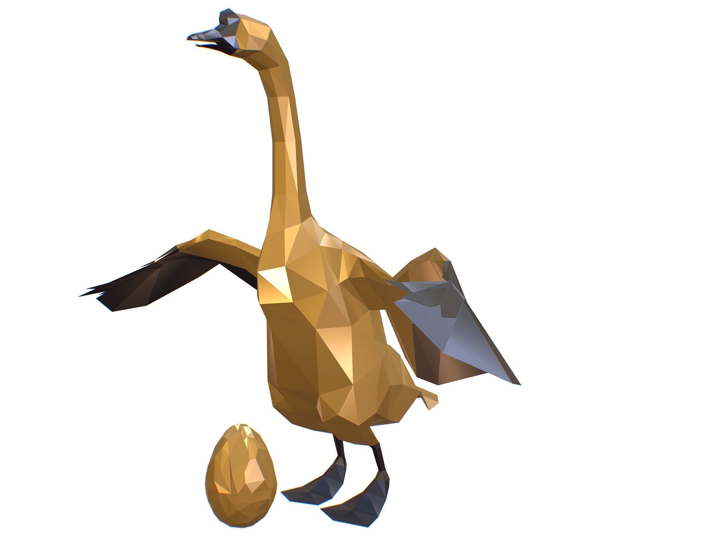 Animated Golden Goose Egg Lowpoly Art Style Low-poly 3D model_3