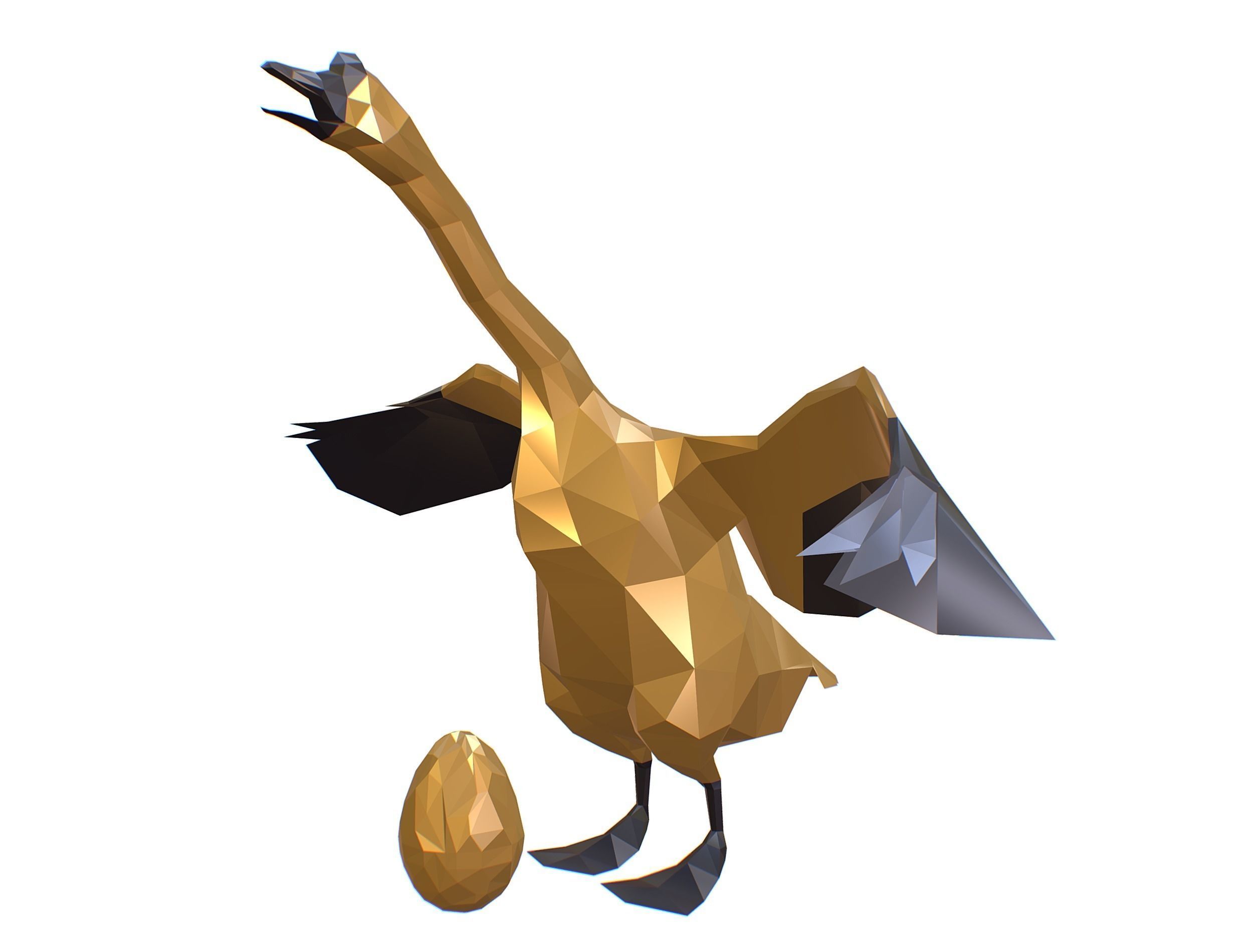 Animated Golden Goose Egg Lowpoly Art Style Low-poly 3D model_14