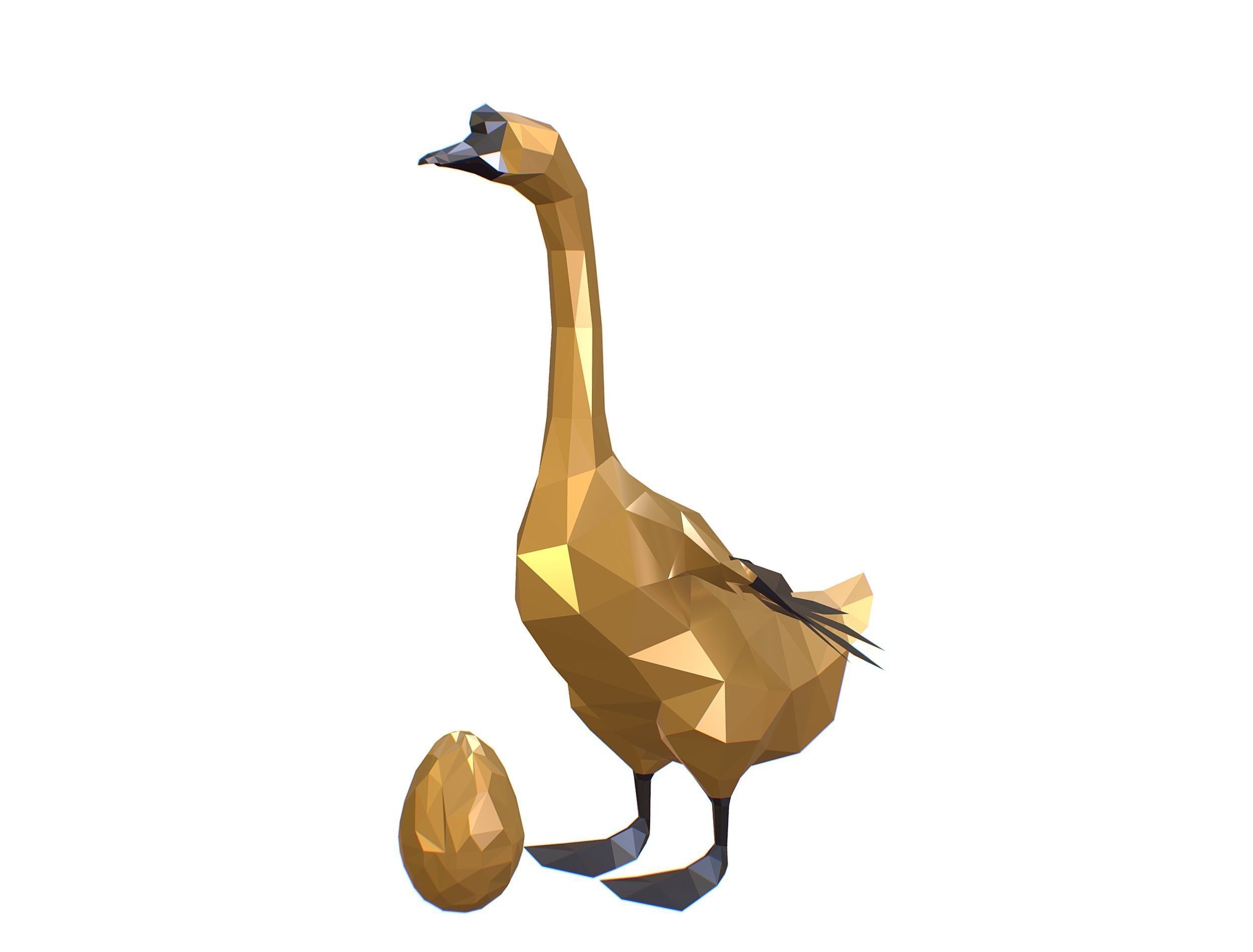 Animated Golden Goose Egg Lowpoly Art Style Low-poly 3D model_20