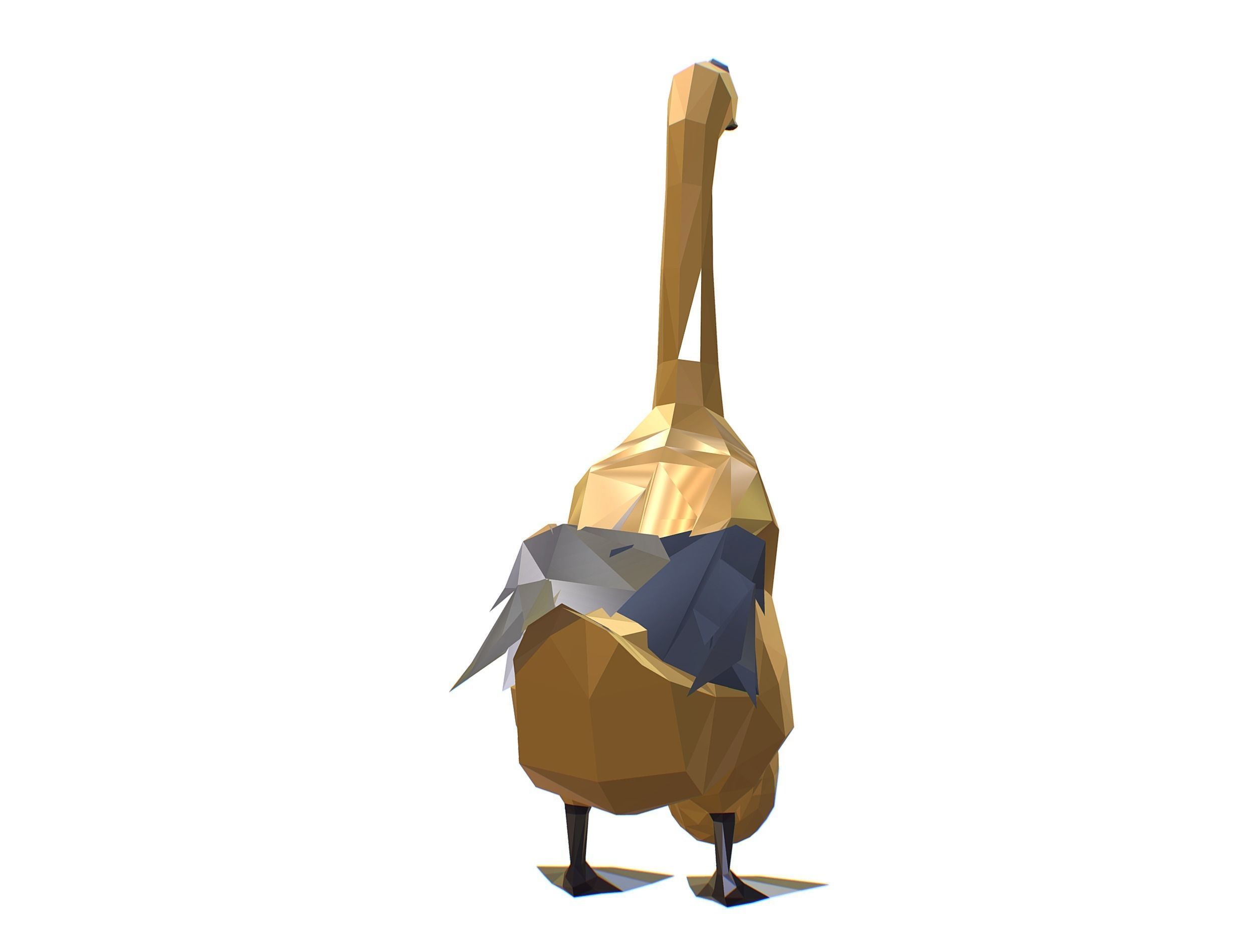 Animated Golden Goose Egg Lowpoly Art Style Low-poly 3D model_31