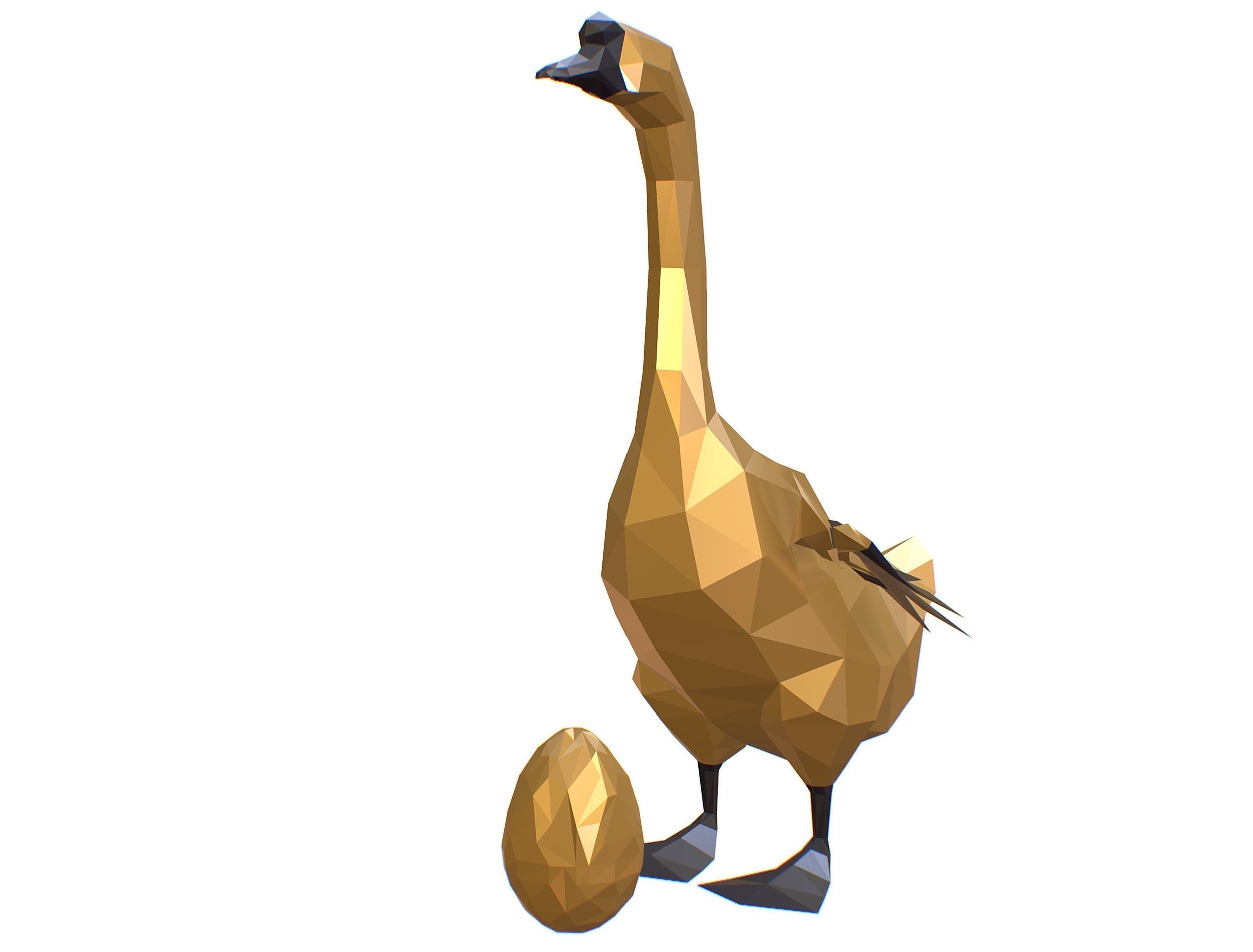 Animated Golden Goose Egg Lowpoly Art Style Low-poly 3D model_21