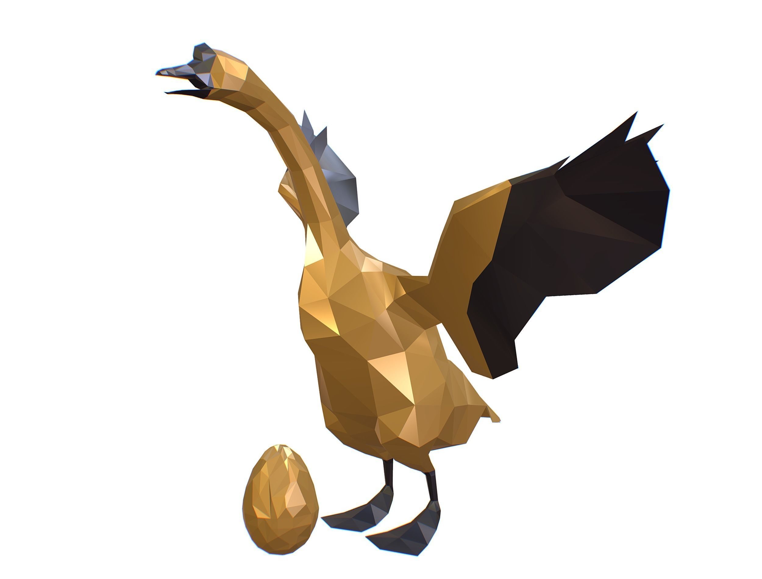 Animated Golden Goose Egg Lowpoly Art Style Low-poly 3D model_16