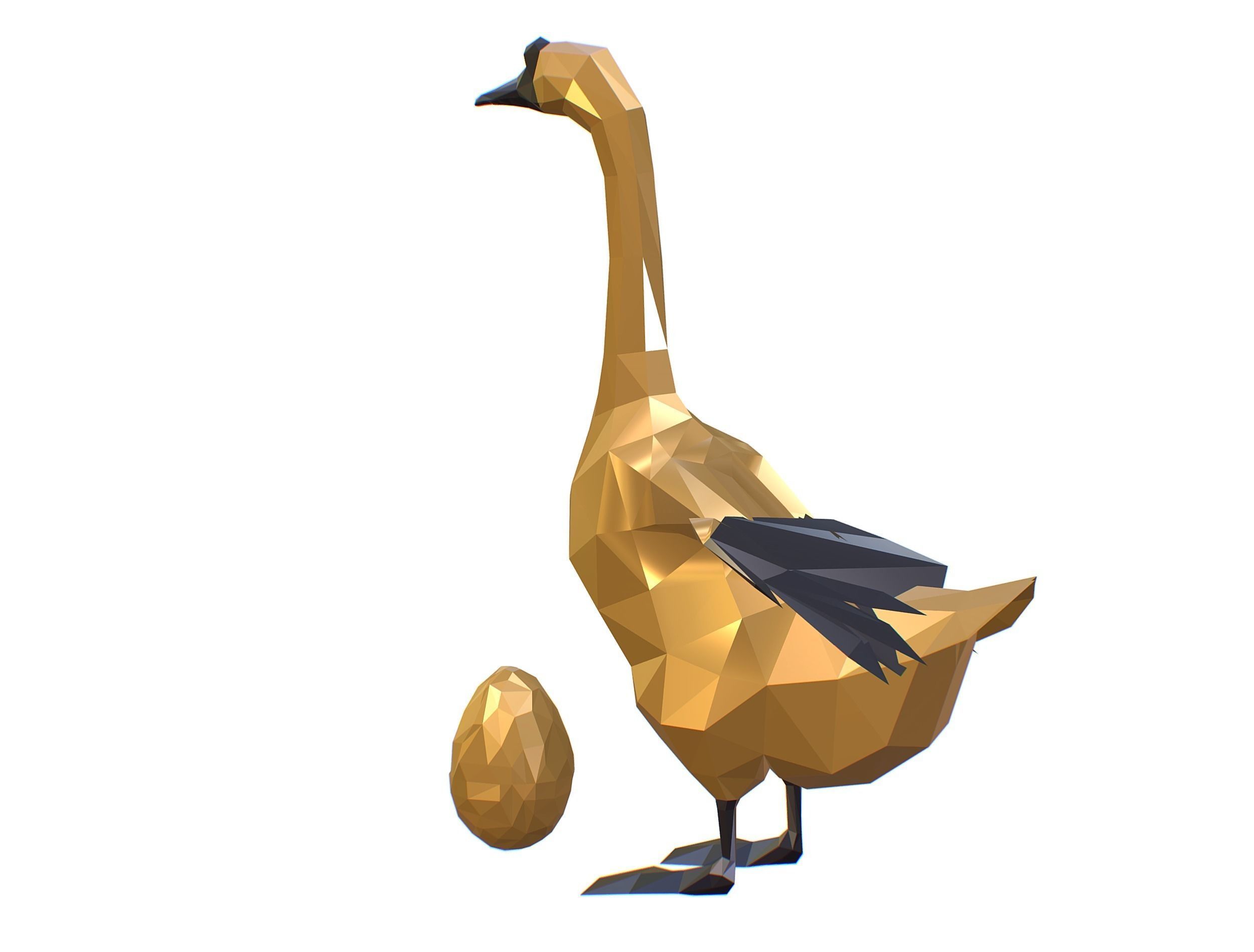 Animated Golden Goose Egg Lowpoly Art Style Low-poly 3D model_34