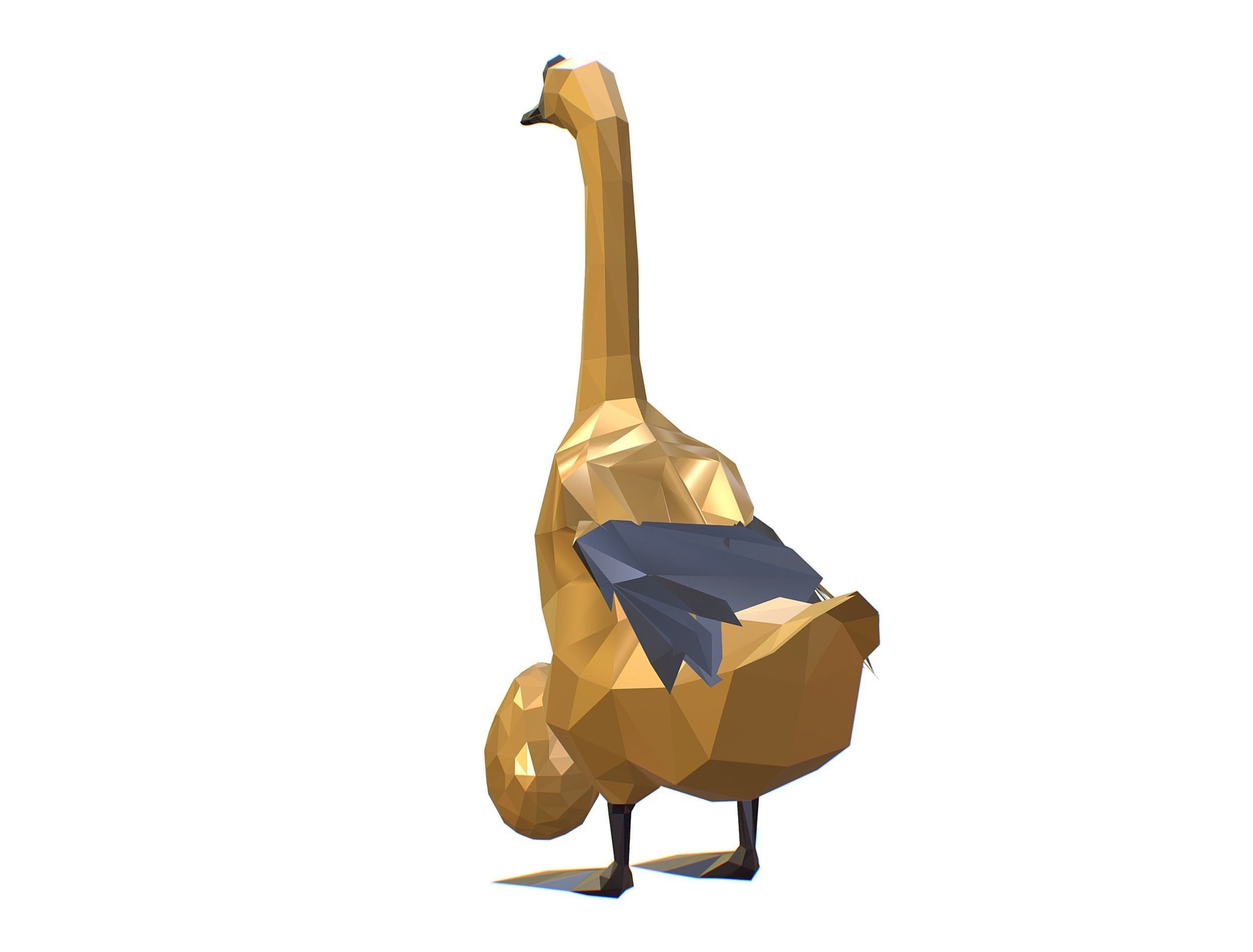 Animated Golden Goose Egg Lowpoly Art Style Low-poly 3D model_33