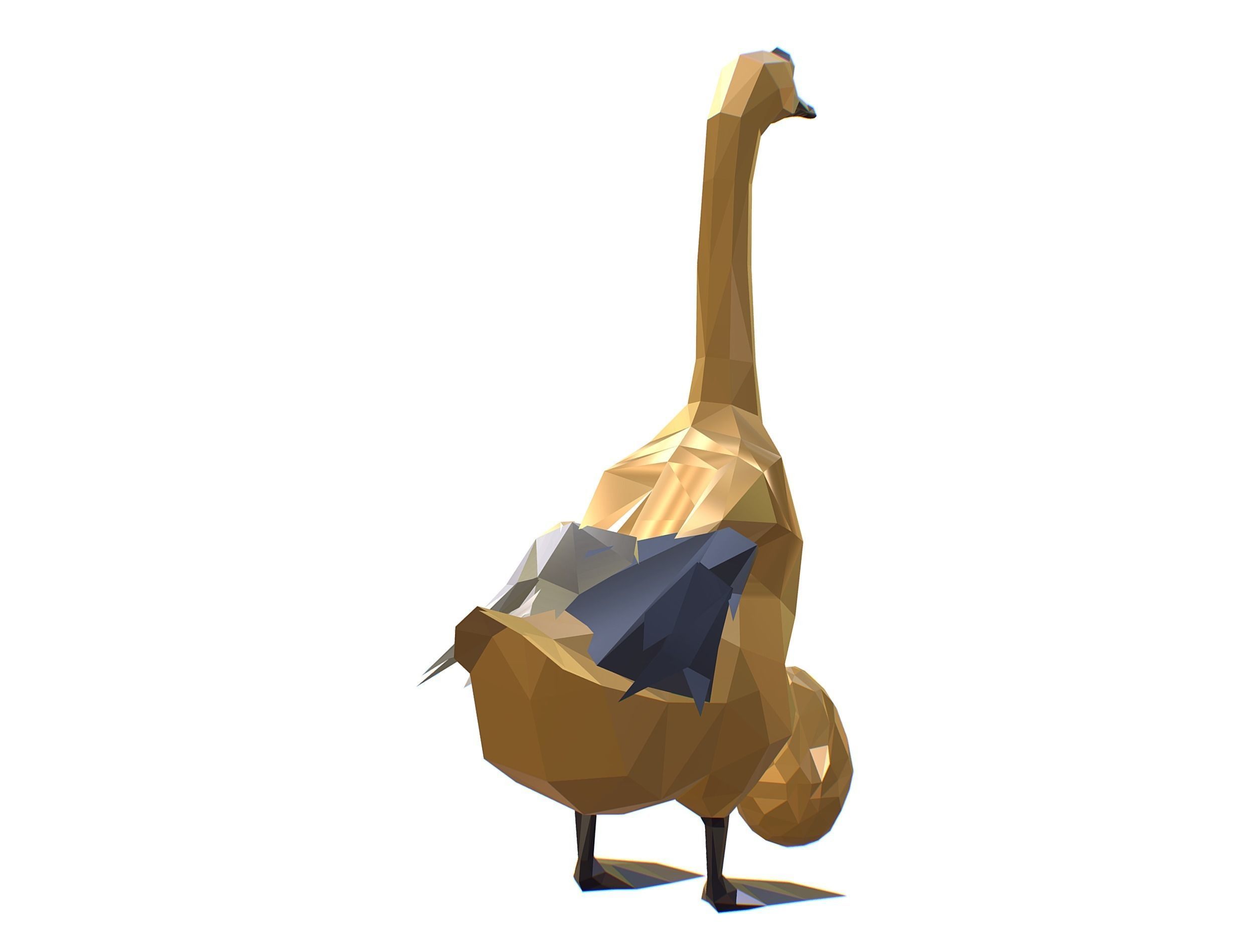 Animated Golden Goose Egg Lowpoly Art Style Low-poly 3D model_30