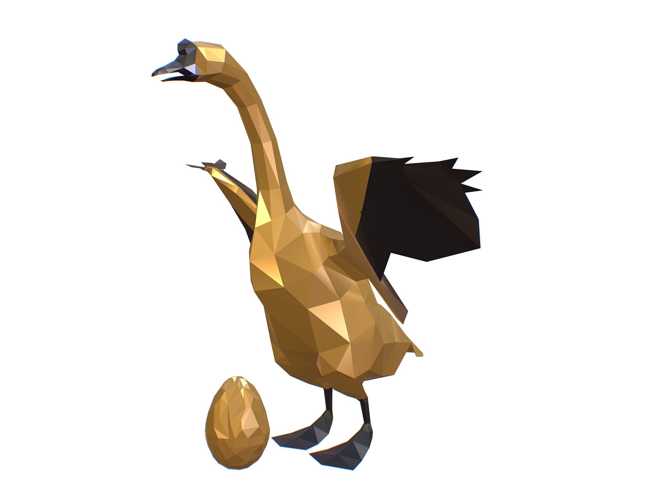 Animated Golden Goose Egg Lowpoly Art Style Low-poly 3D model_17