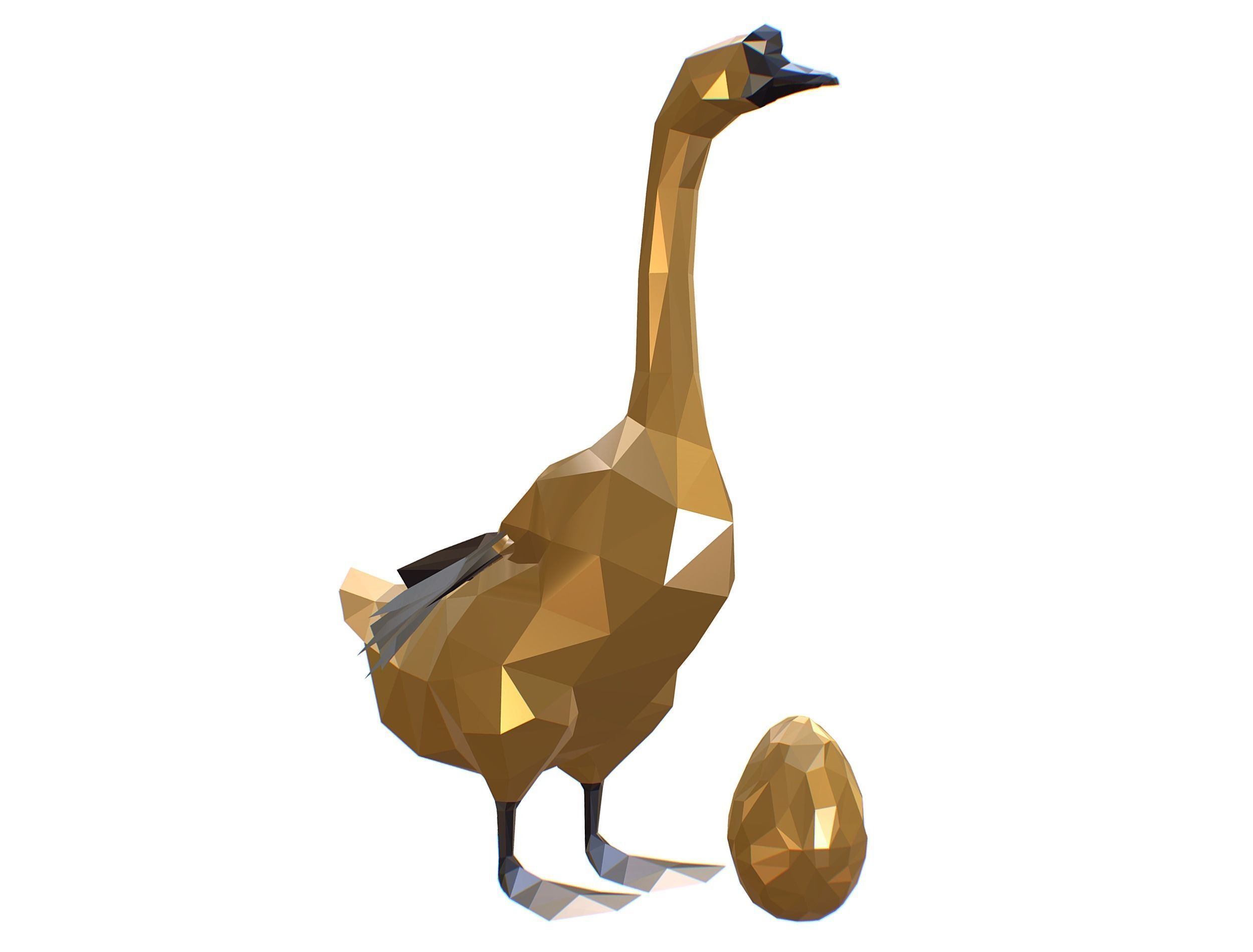 Animated Golden Goose Egg Lowpoly Art Style Low-poly 3D model_26