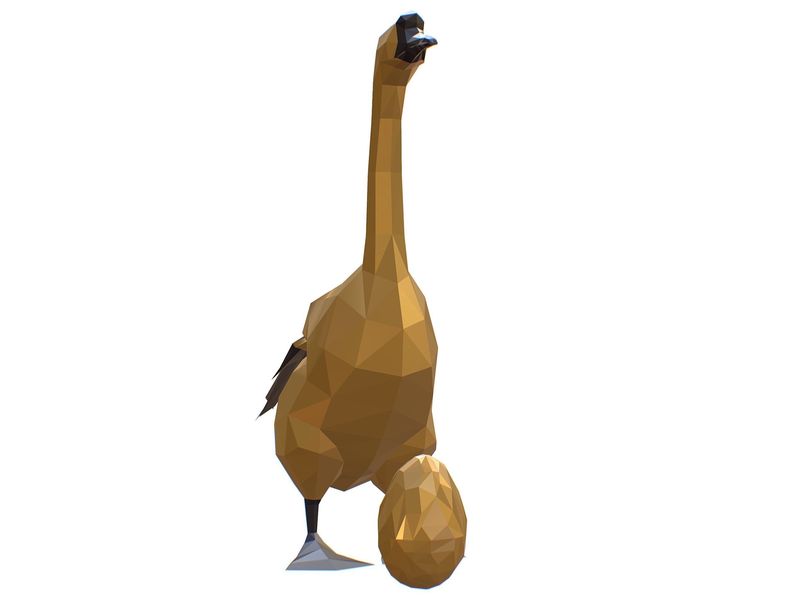 Animated Golden Goose Egg Lowpoly Art Style Low-poly 3D model_24