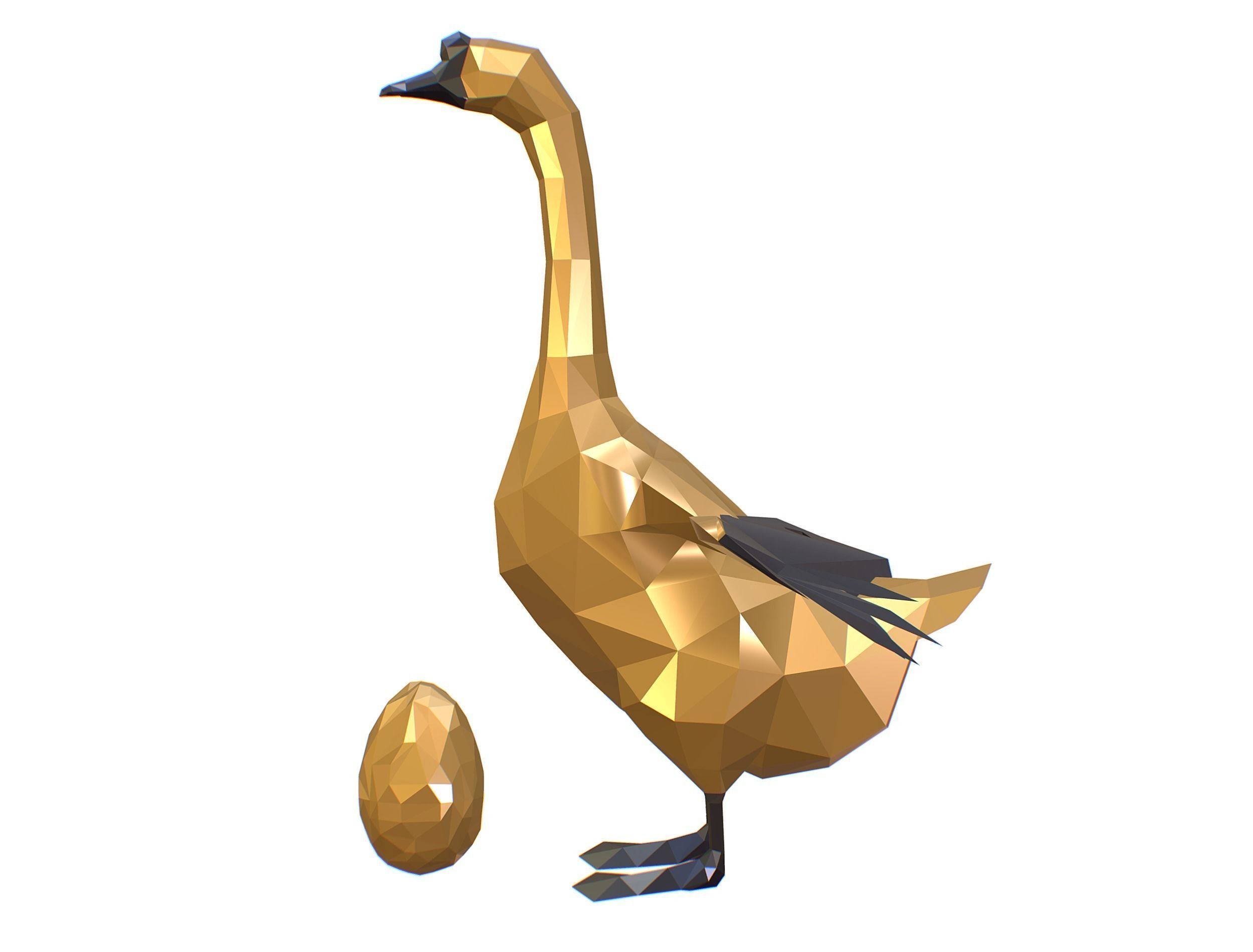 Animated Golden Goose Egg Lowpoly Art Style Low-poly 3D model_35