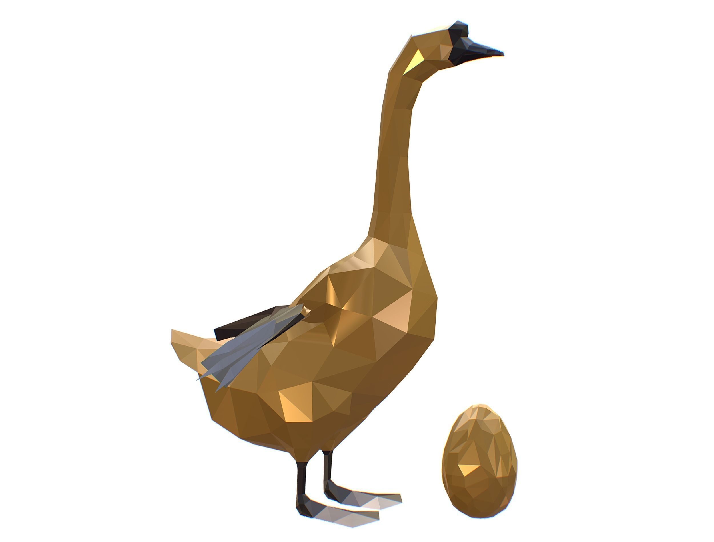 Animated Golden Goose Egg Lowpoly Art Style Low-poly 3D model_27