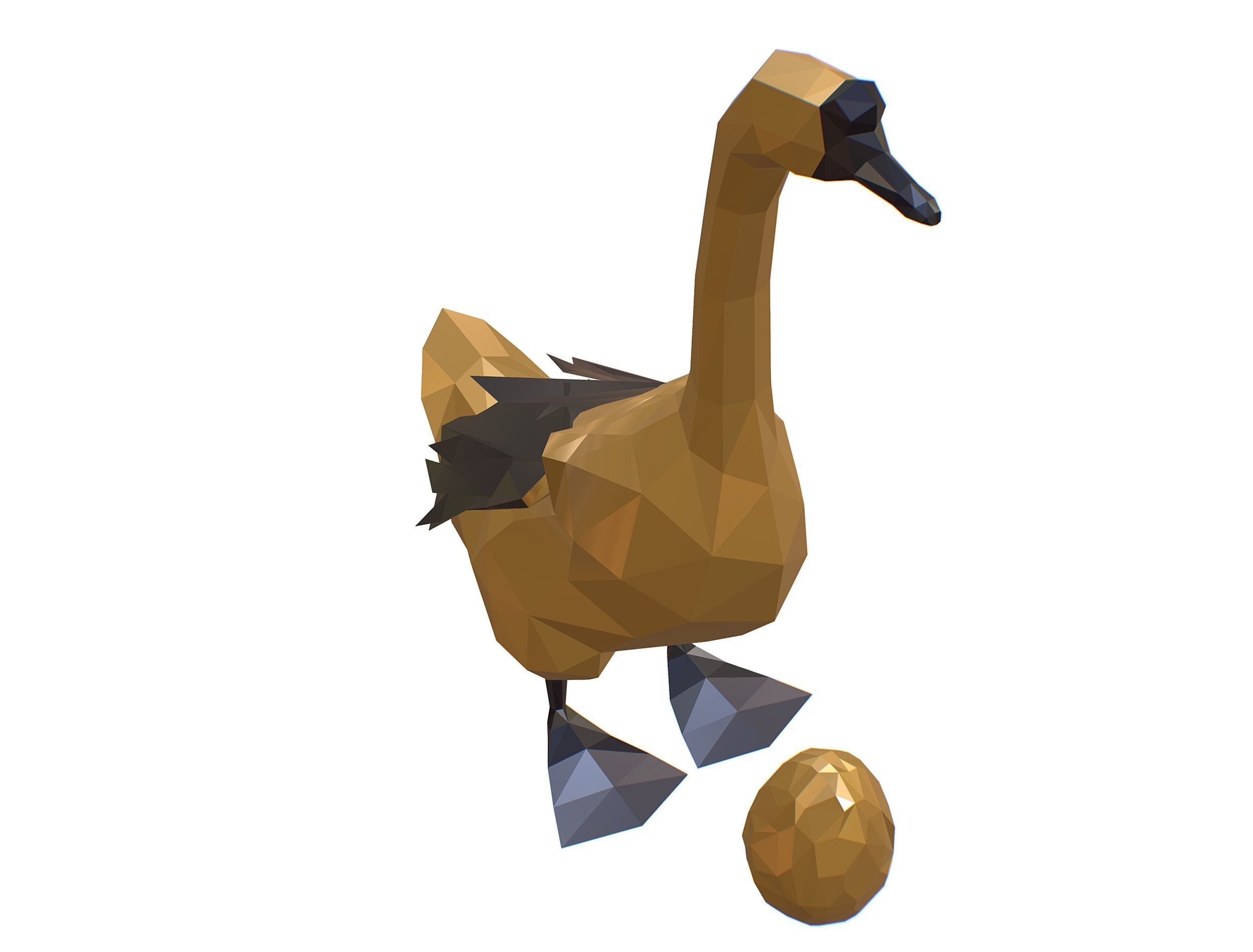 Animated Golden Goose Egg Lowpoly Art Style Low-poly 3D model_40